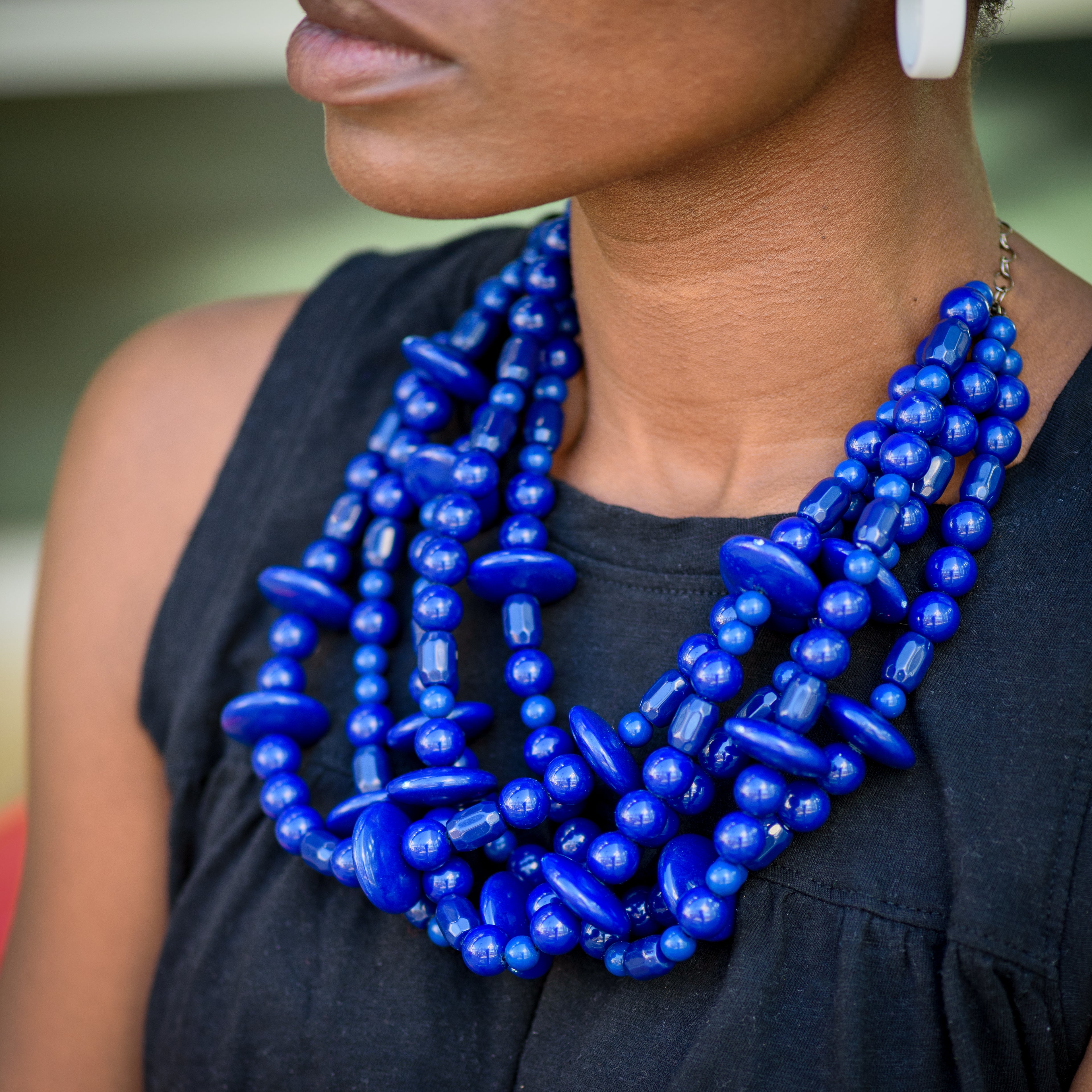 Navy Bright Blue Saucer Sylvie Necklace