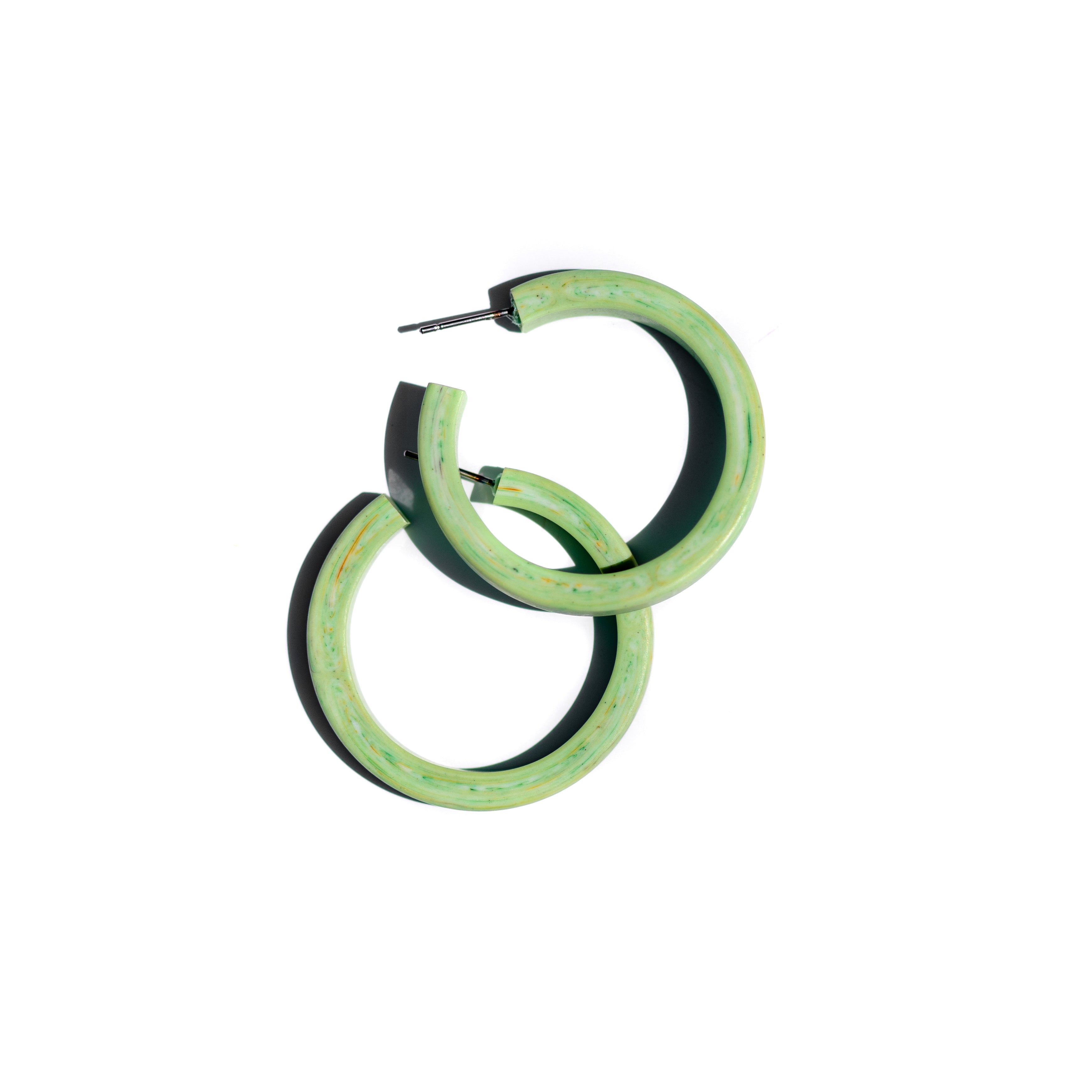 muted green hoop earrings