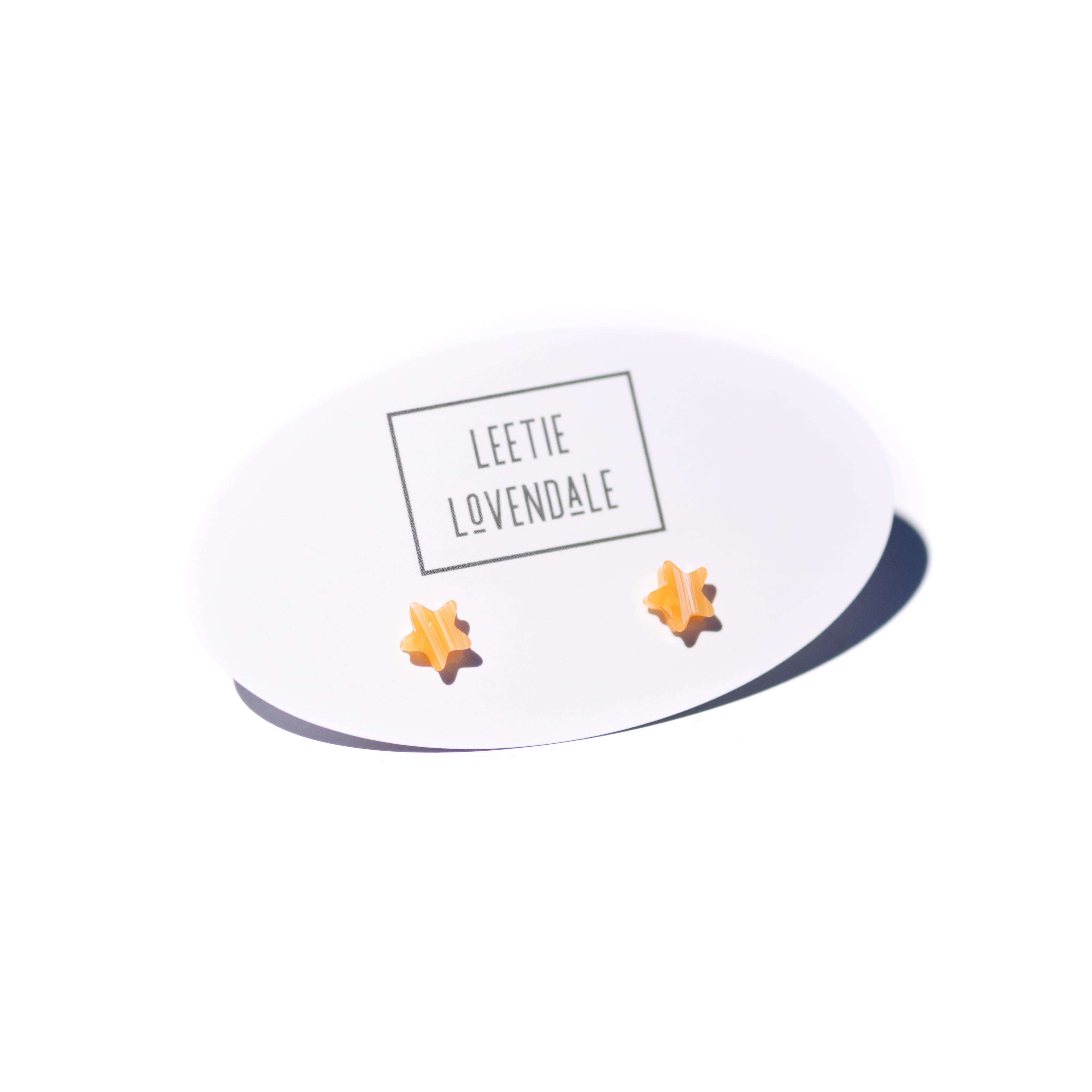 Amber Stripe Mini Star Stud Earrings