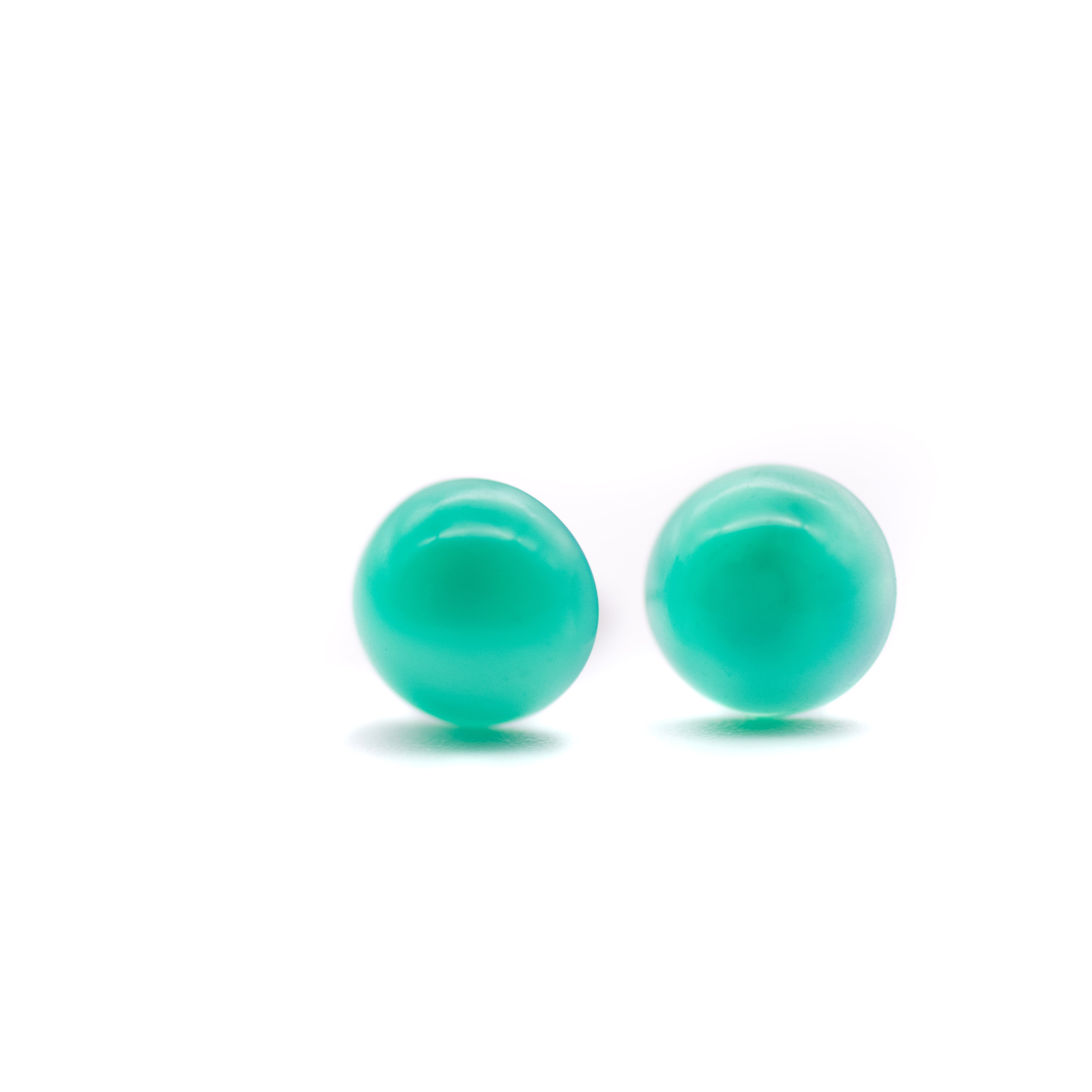 Green Moonglow Minimalist Retro Button Stud Earrings