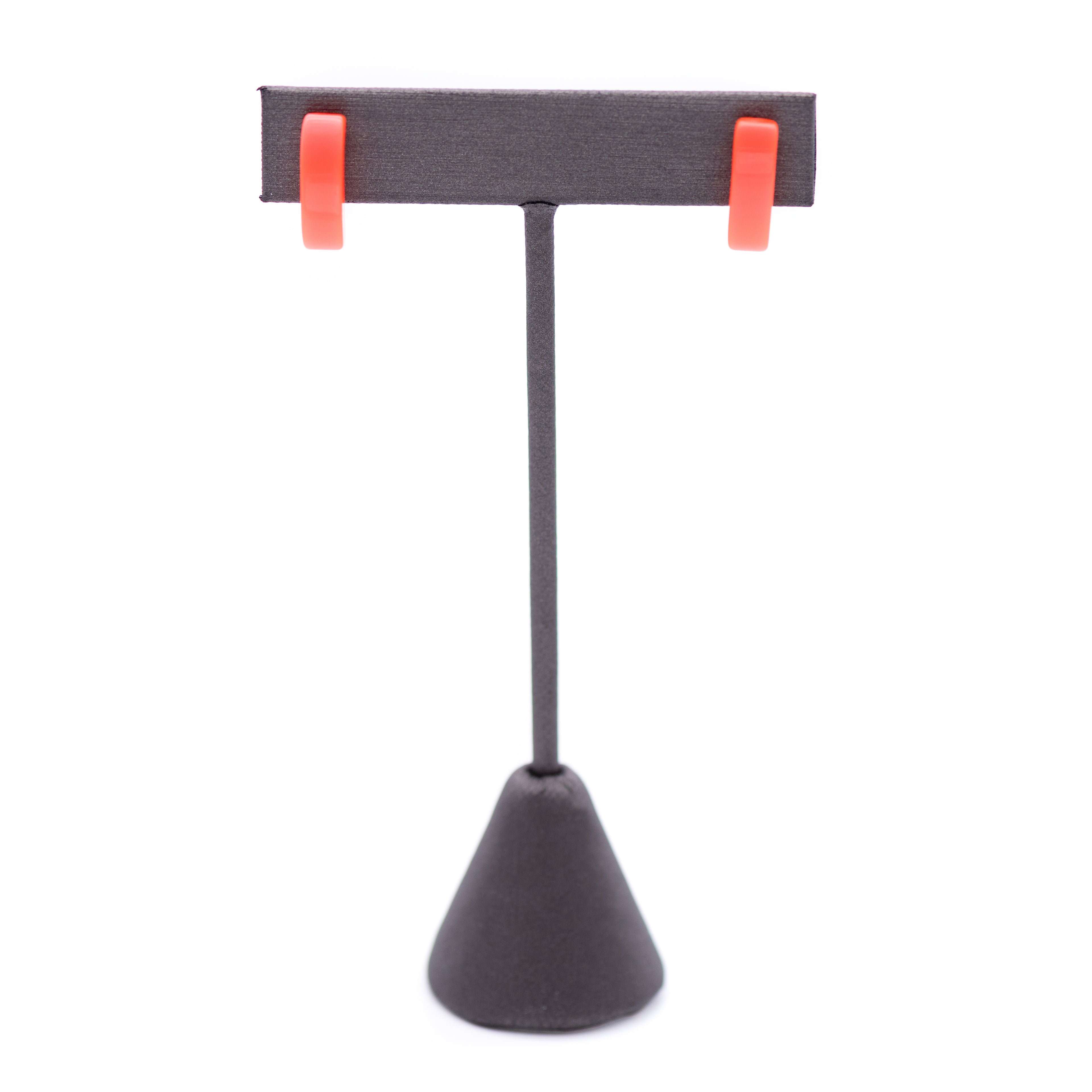 Neon Orange Moonglow Rectangle Stud Earrings