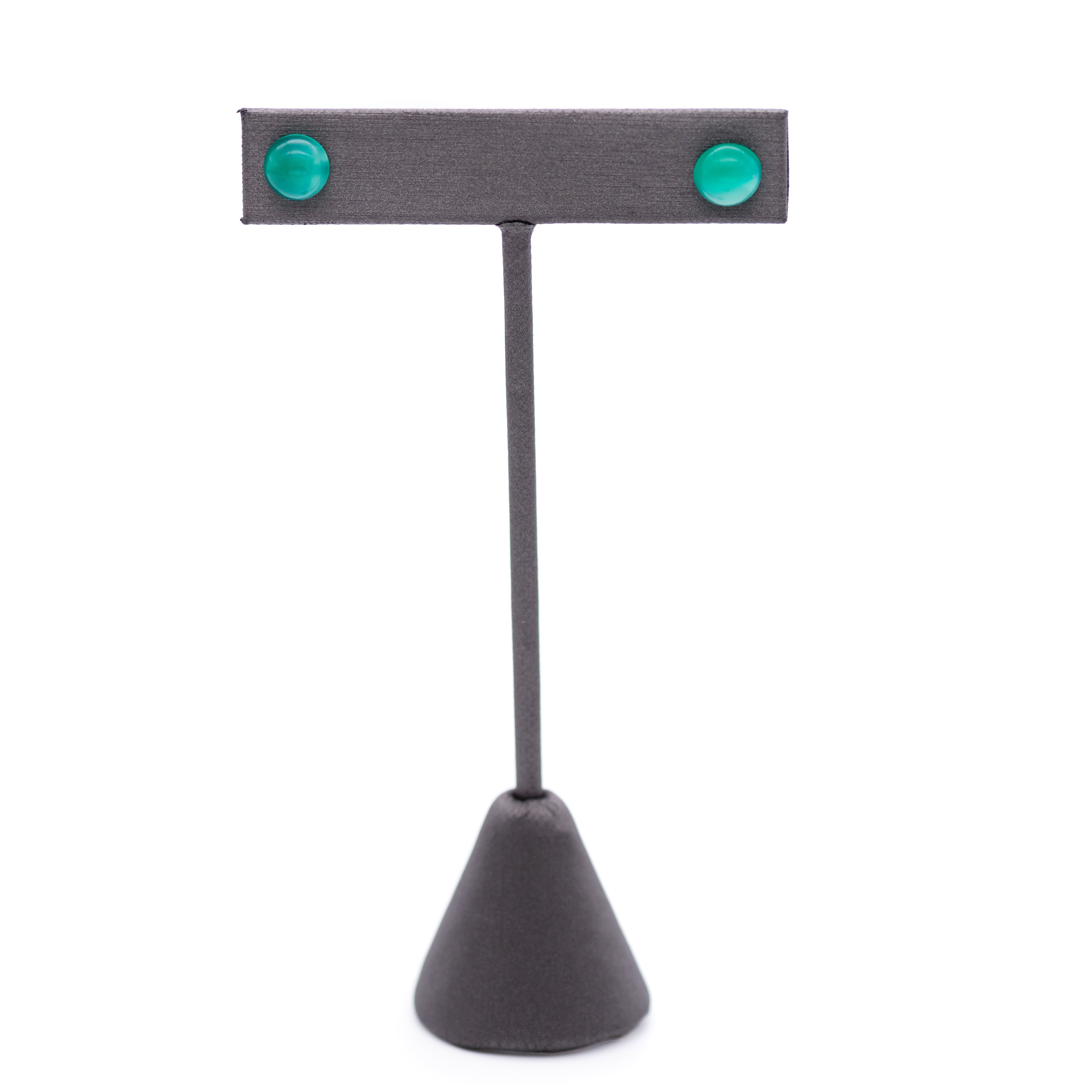 Green Moonglow Minimalist Retro Button Stud Earrings