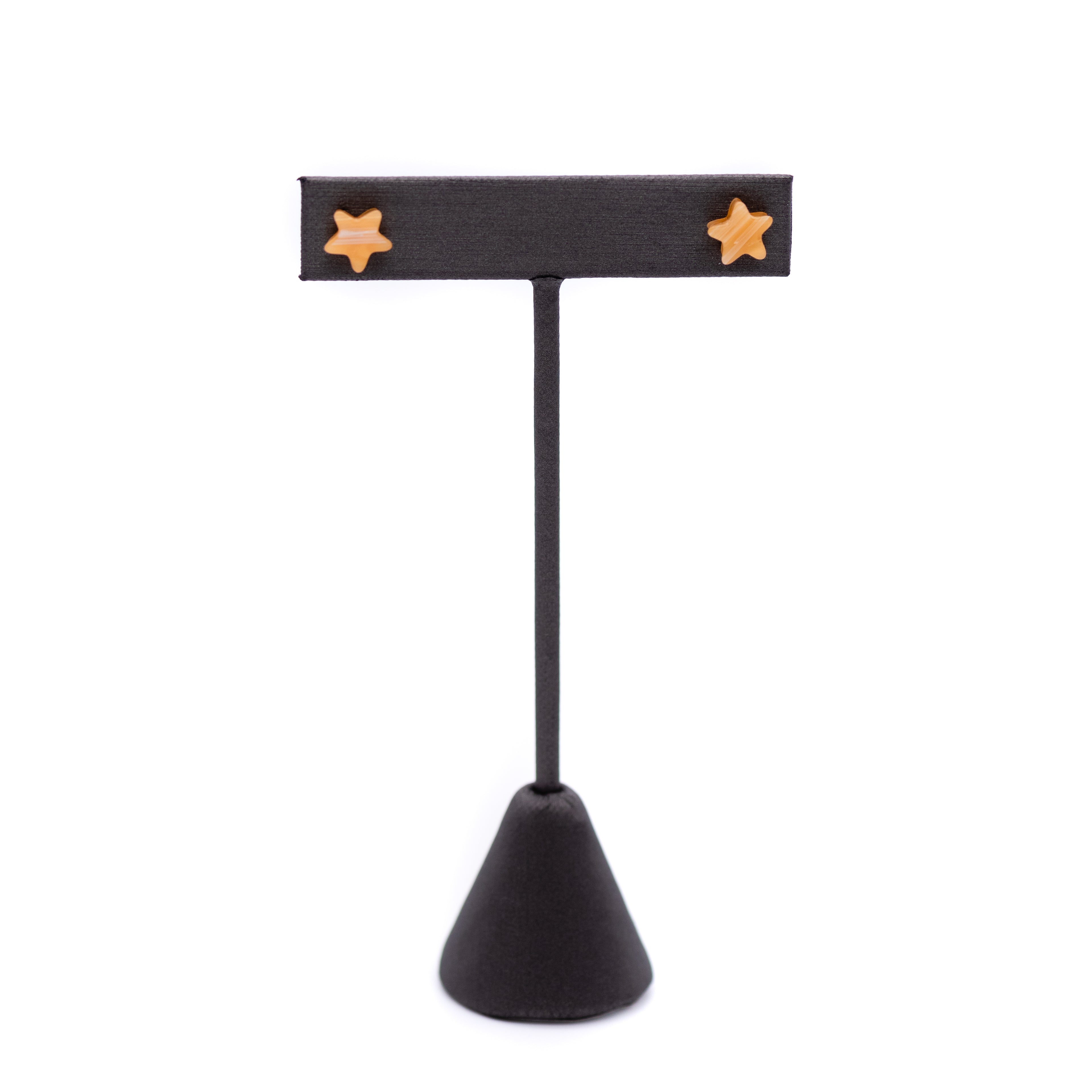 Amber Stripe Mini Star Stud Earrings