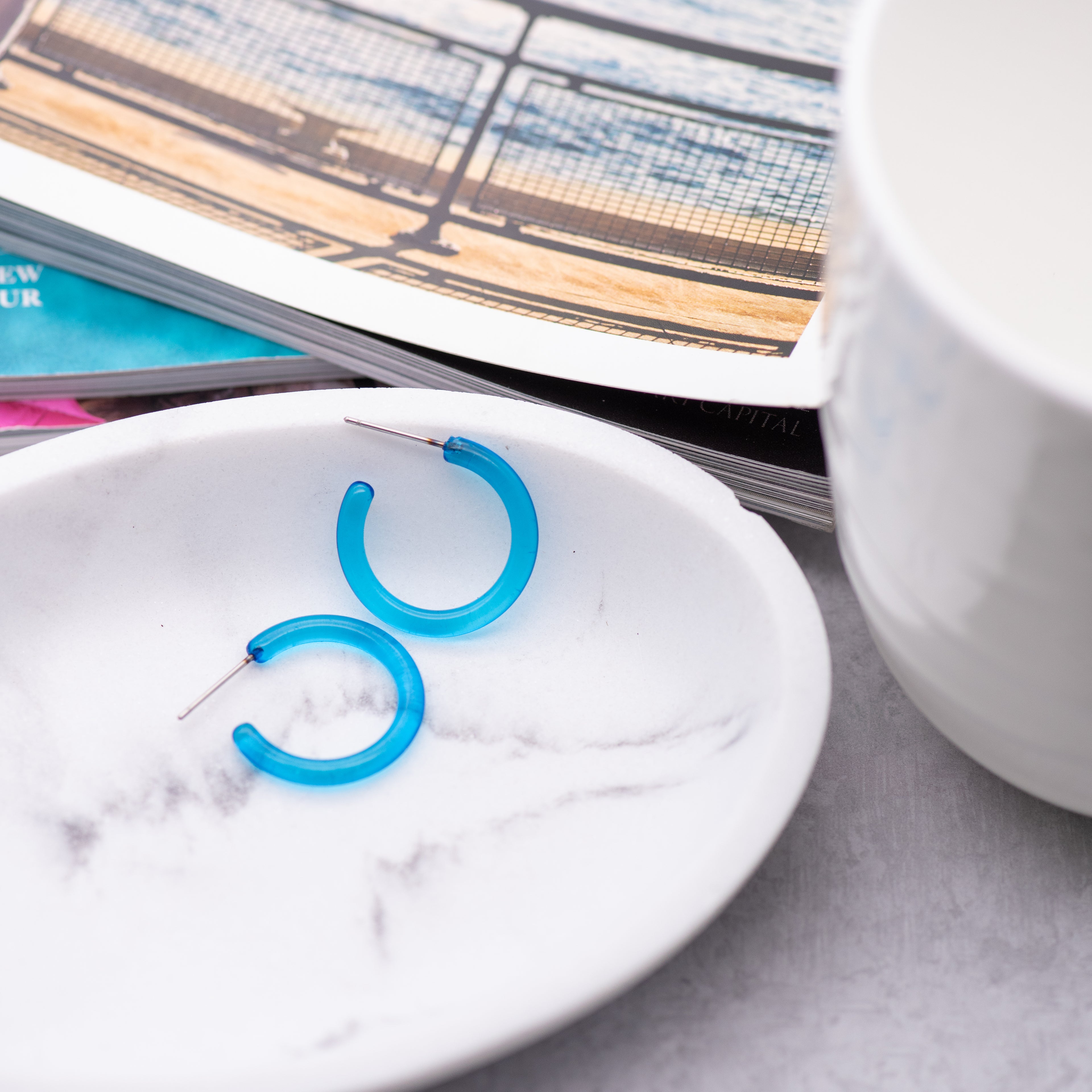 aqua blue small hoop earrings