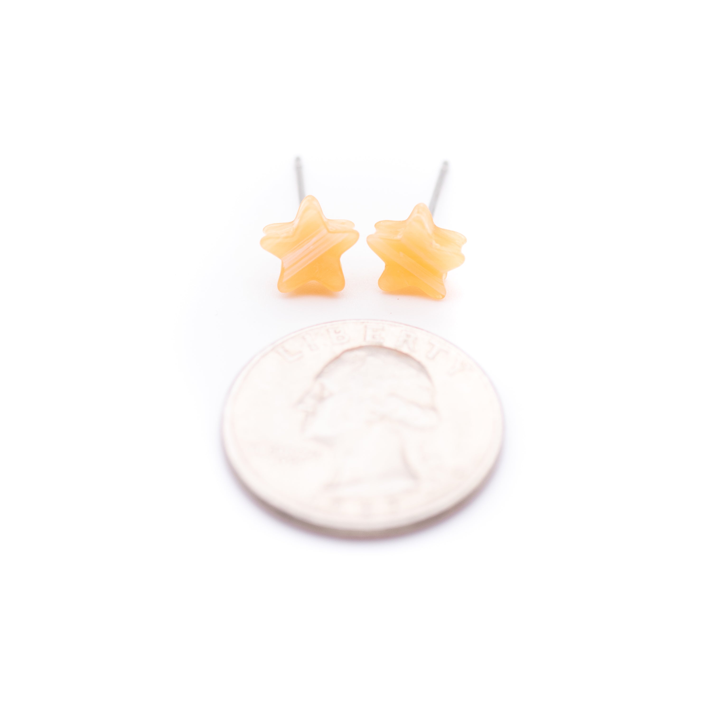 Amber Stripe Mini Star Stud Earrings