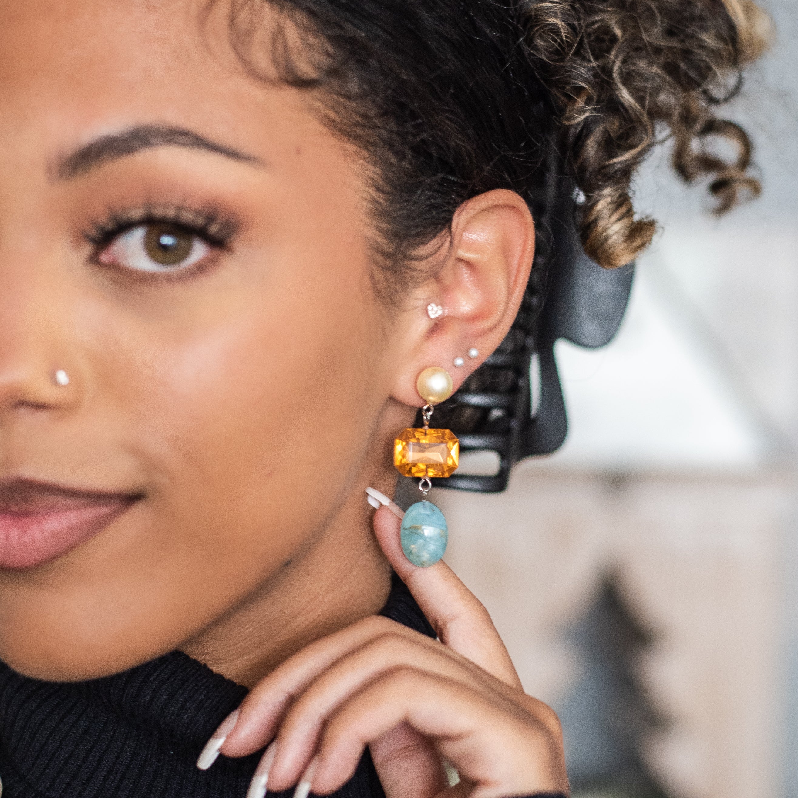 peach trinket earrings