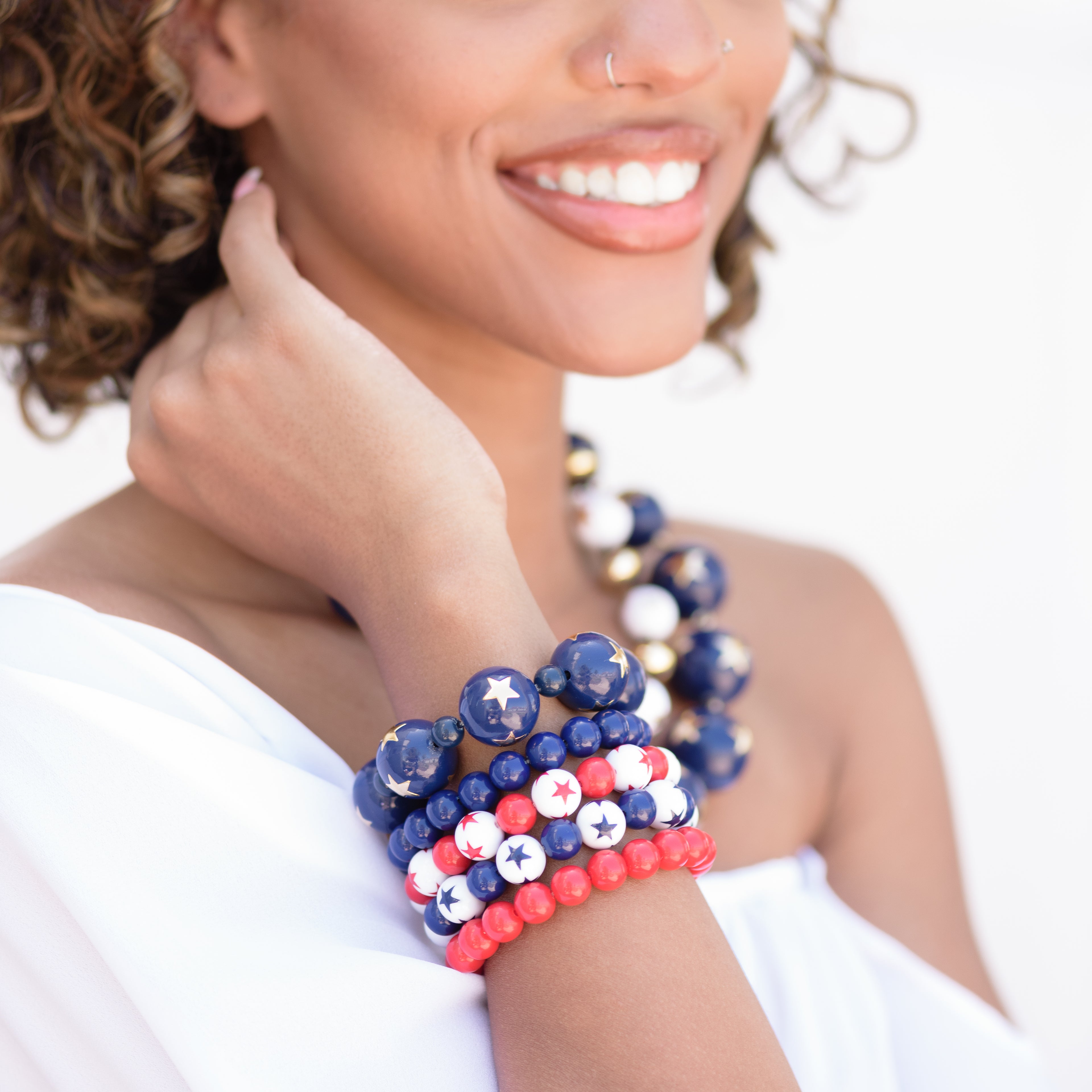 red white blue star bracelets
