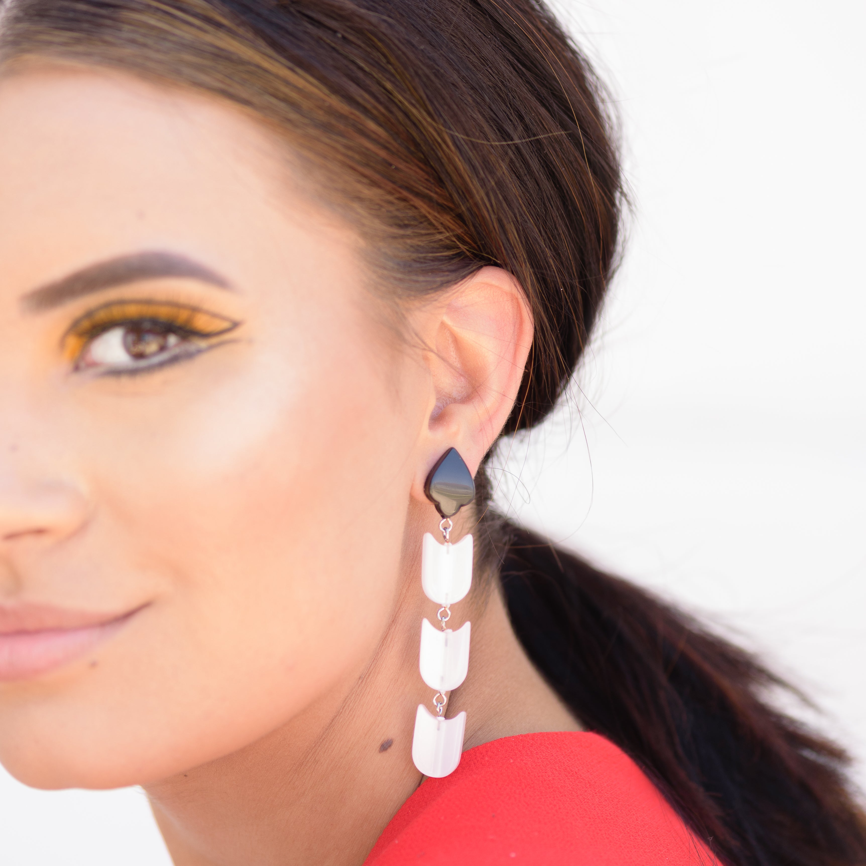 white spade moonglow earrings