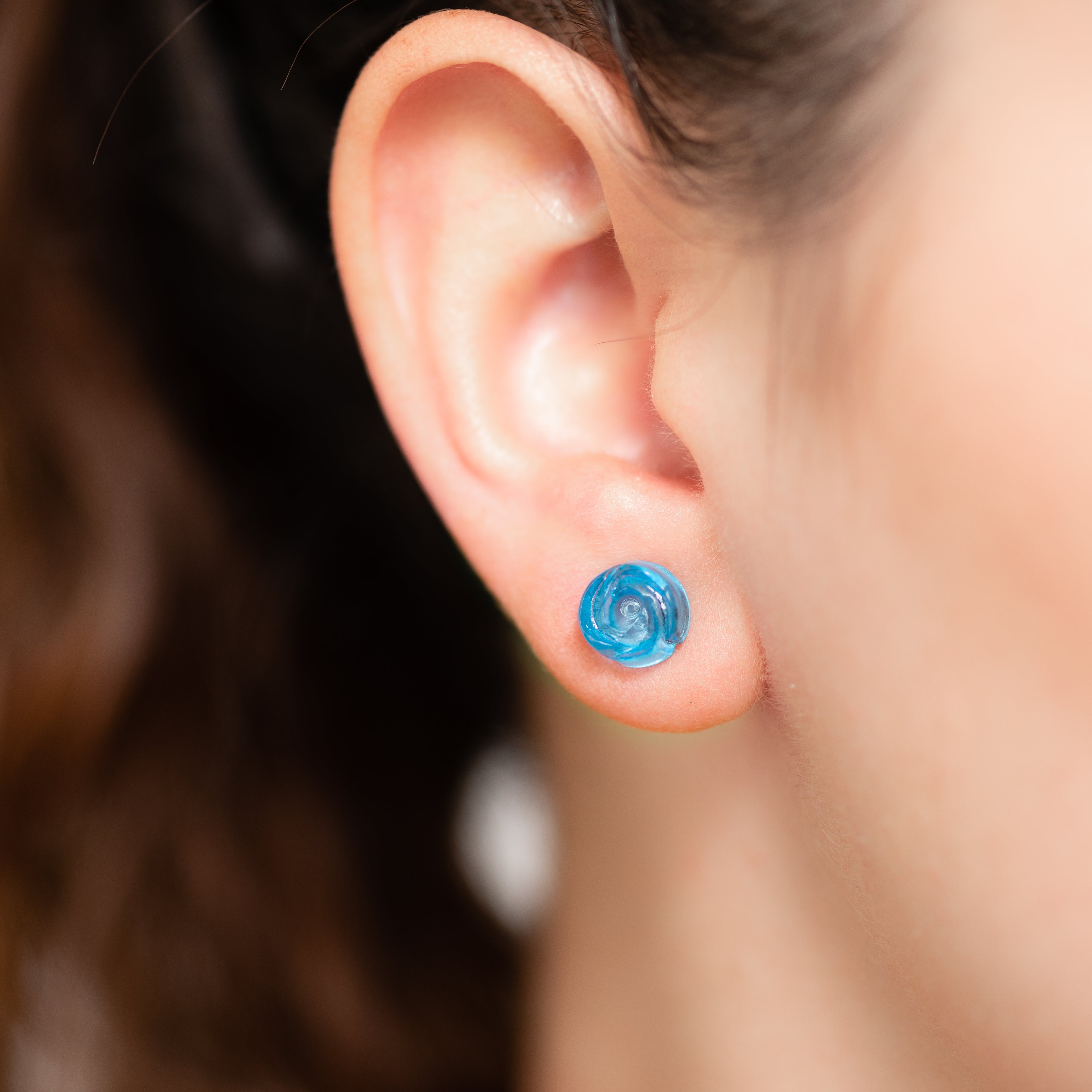 aqua blue rose studs