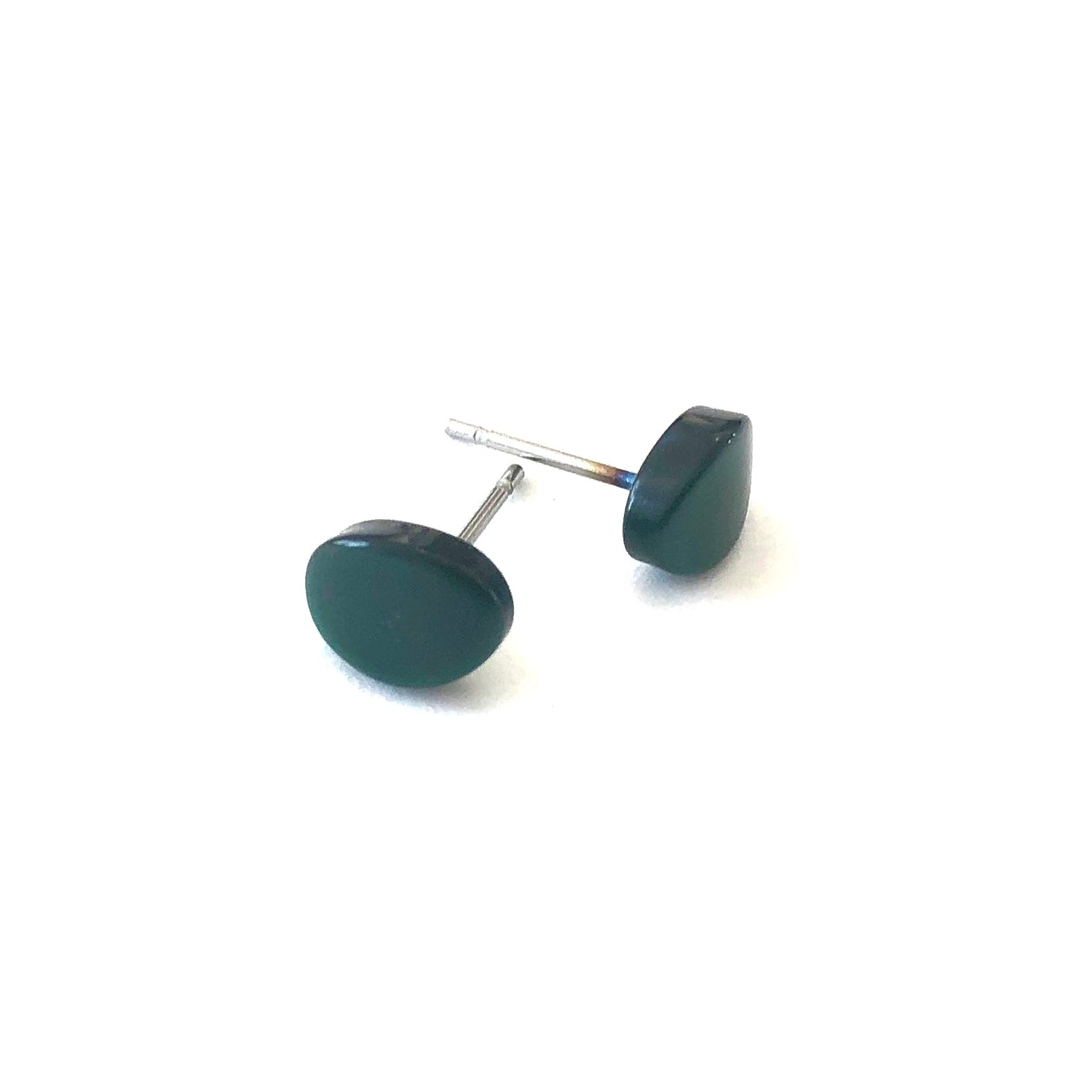 Forest Green Small Oval Stud Lucite Earrings