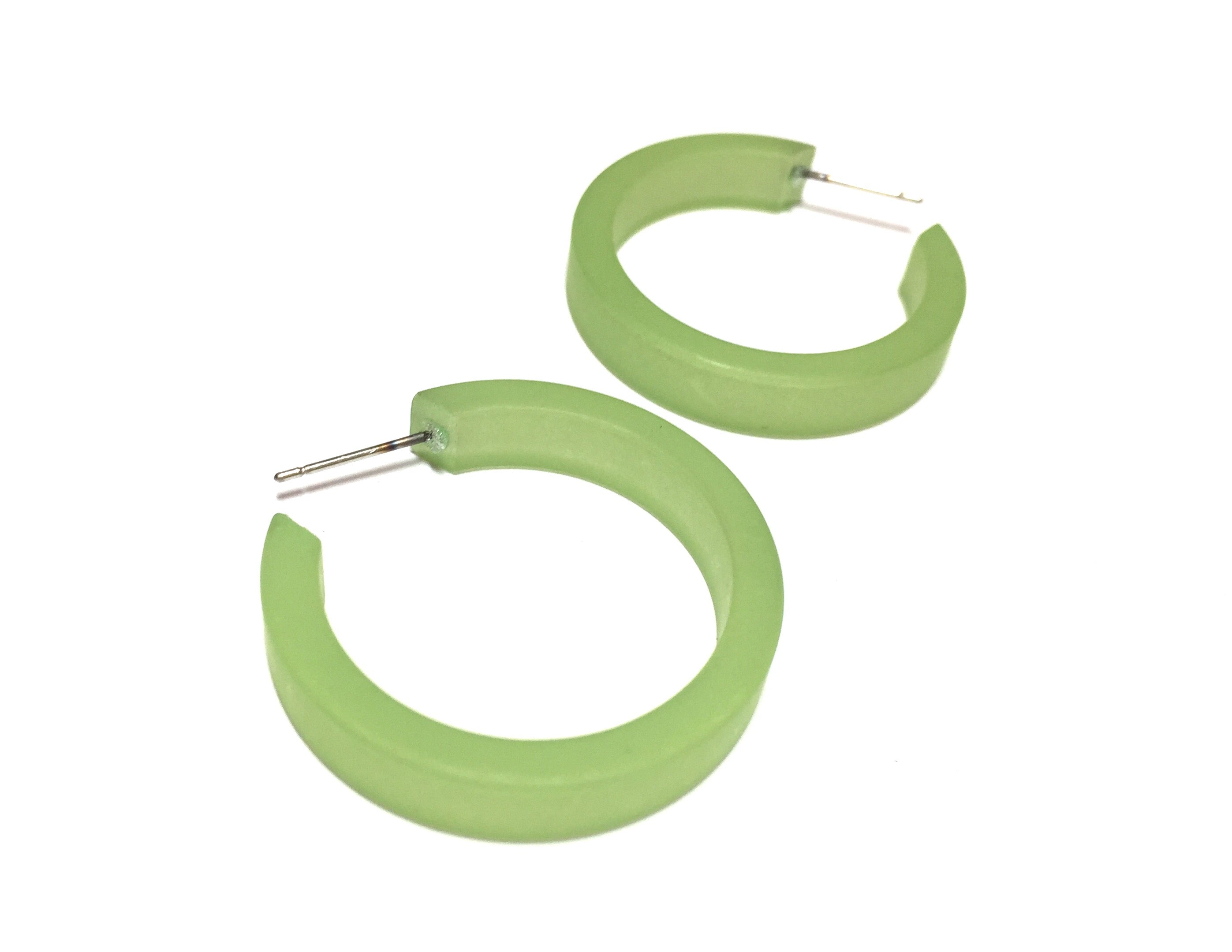 Pear Green Frosted Small Classic Hoop Earrings