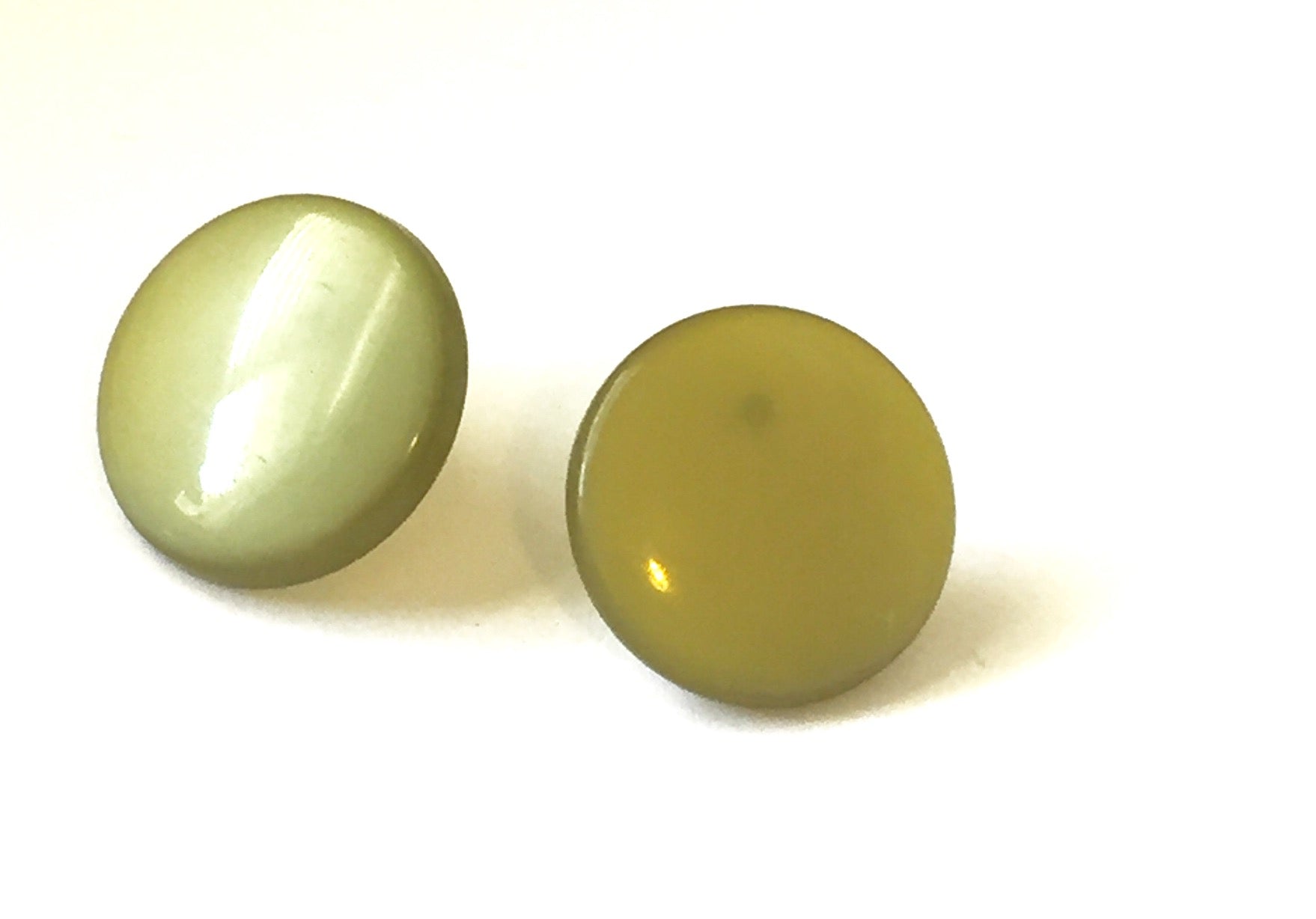 Moss Green Moonglow Beveled Disc Stud Earrings