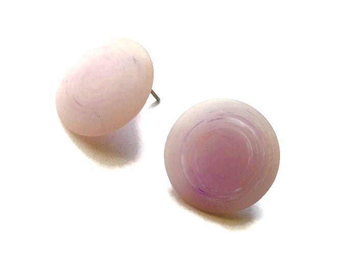 Lavender Matte Marbled Disc Stud Earrings