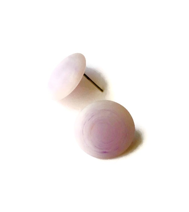 Lavender Matte Marbled Disc Stud Earrings
