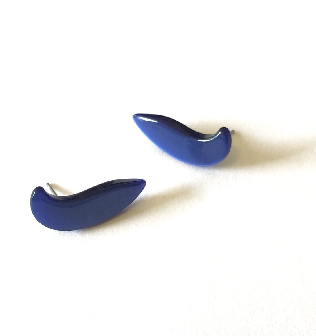 Cobalt Blue Moonglow Paisley Swish Stud Earrings