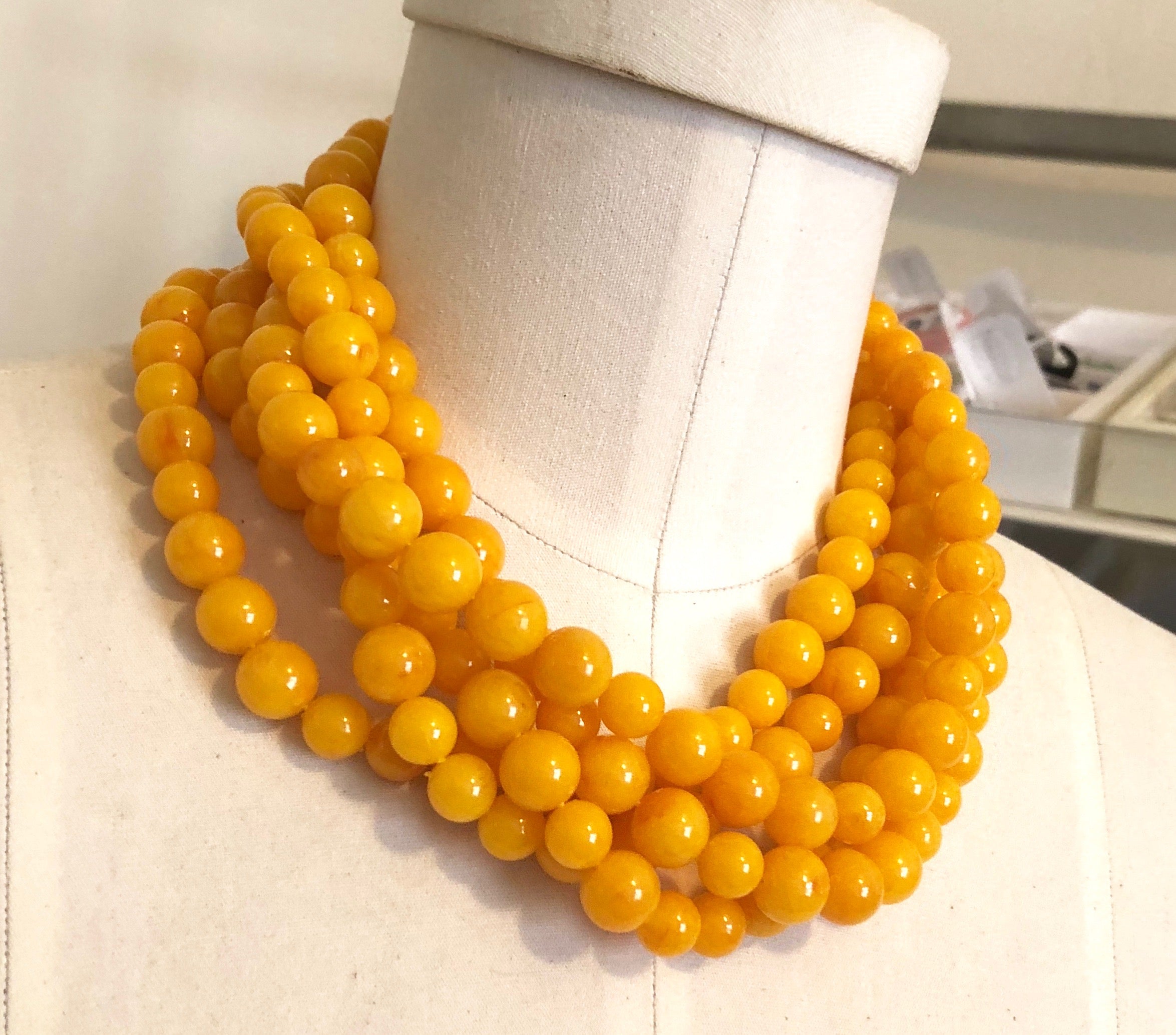 Golden Yellow Beaded Sylvie Statement Necklace