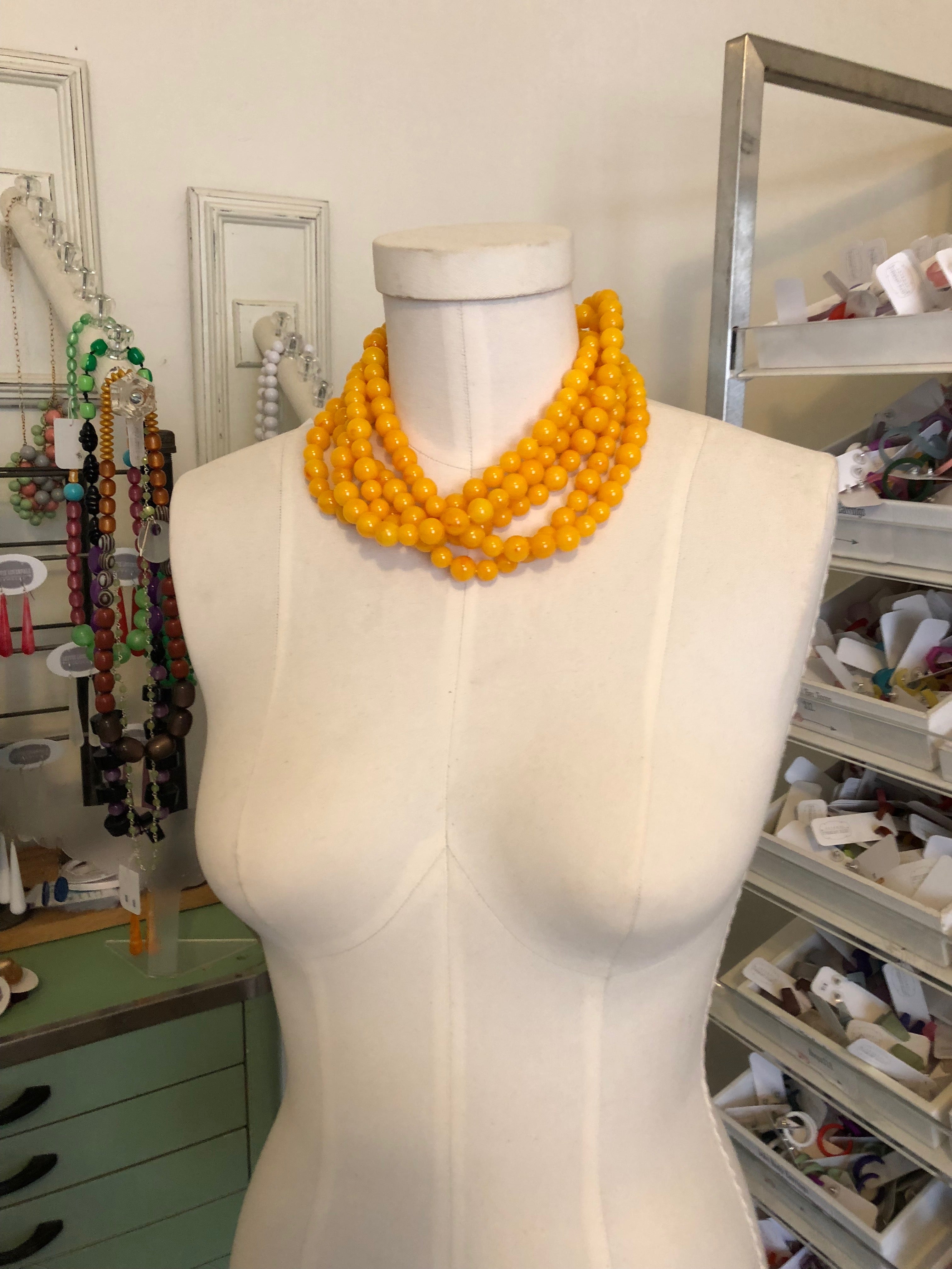 Golden Yellow Beaded Sylvie Statement Necklace