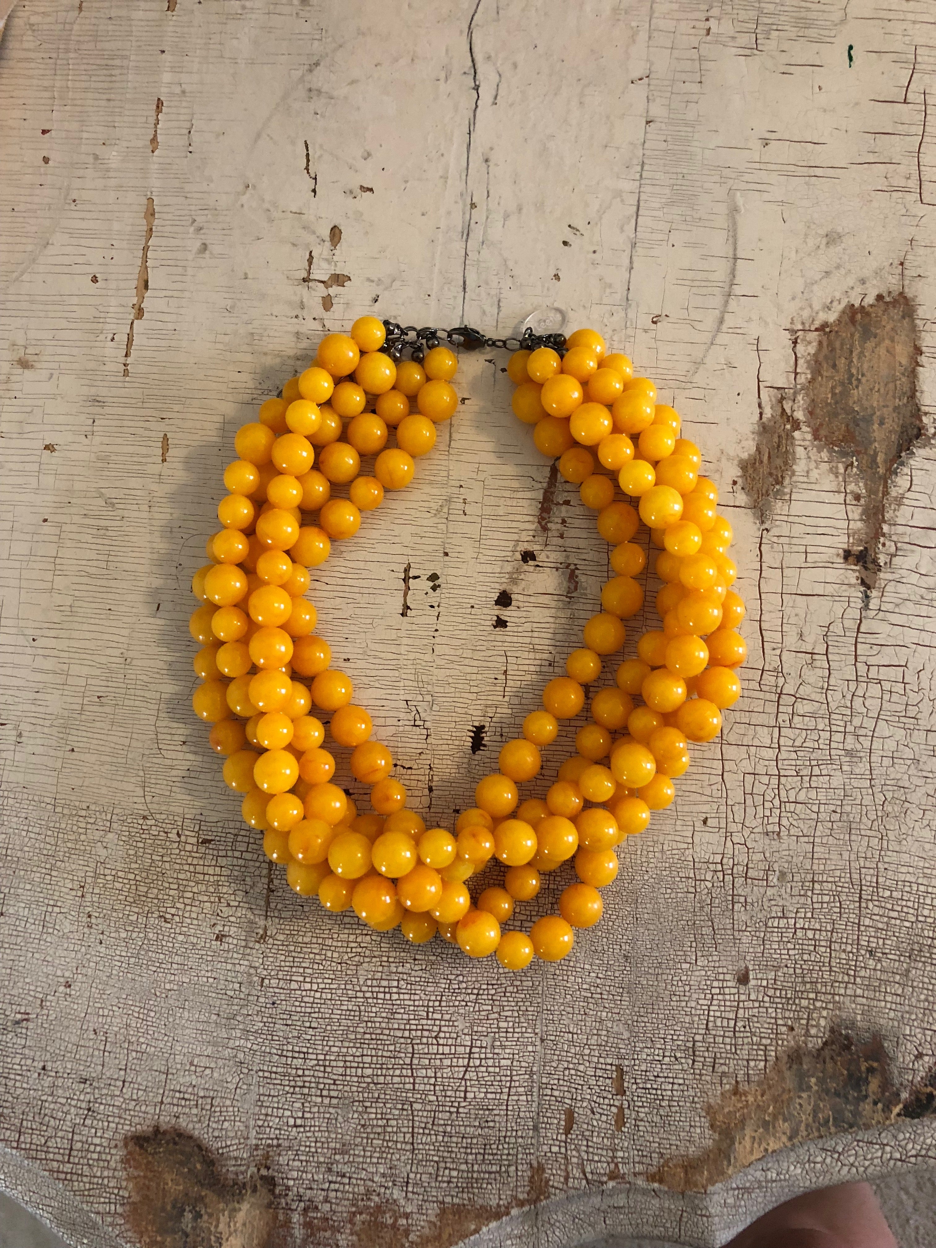 Golden Yellow Beaded Sylvie Statement Necklace