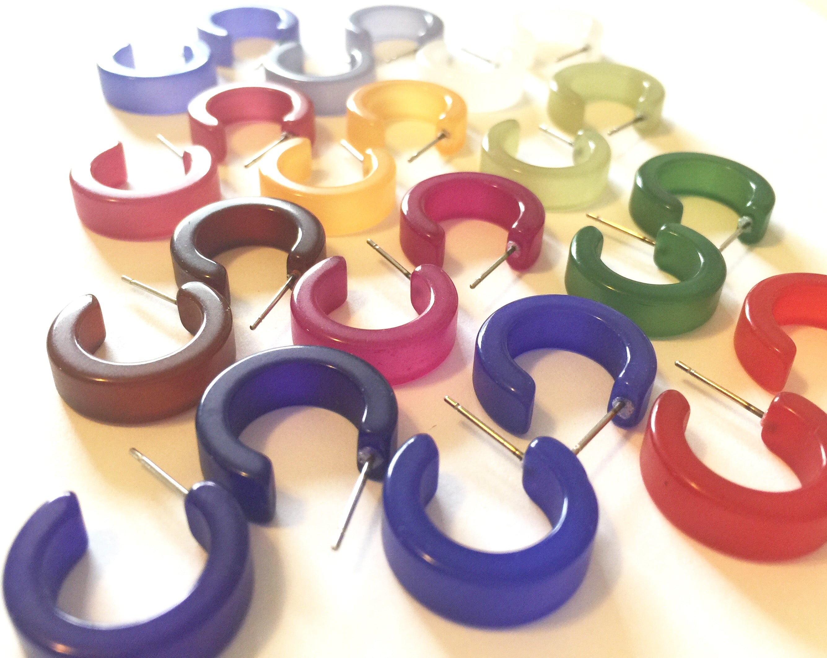 Cherry Red Moonglow Hugger Hoop Earrings