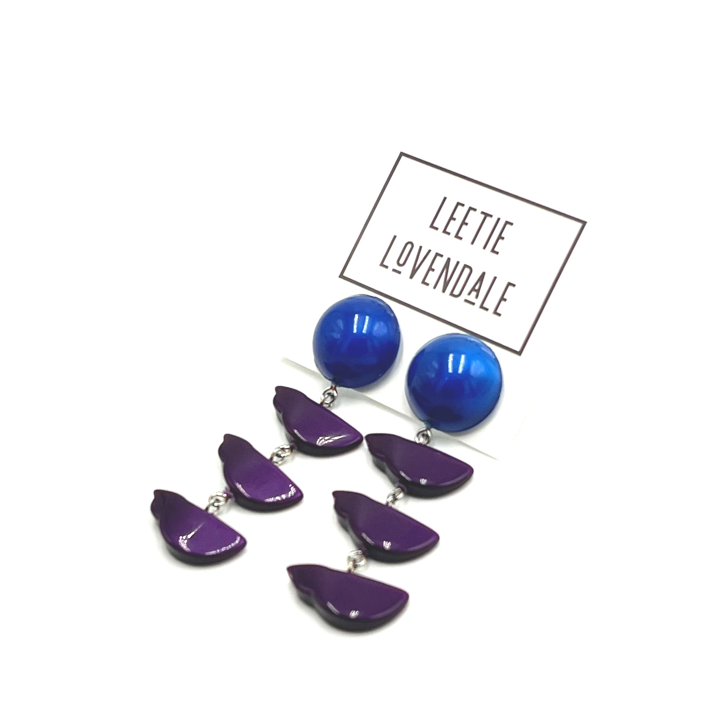 Deep Purple & Blue Cloud Moonglow Earrings