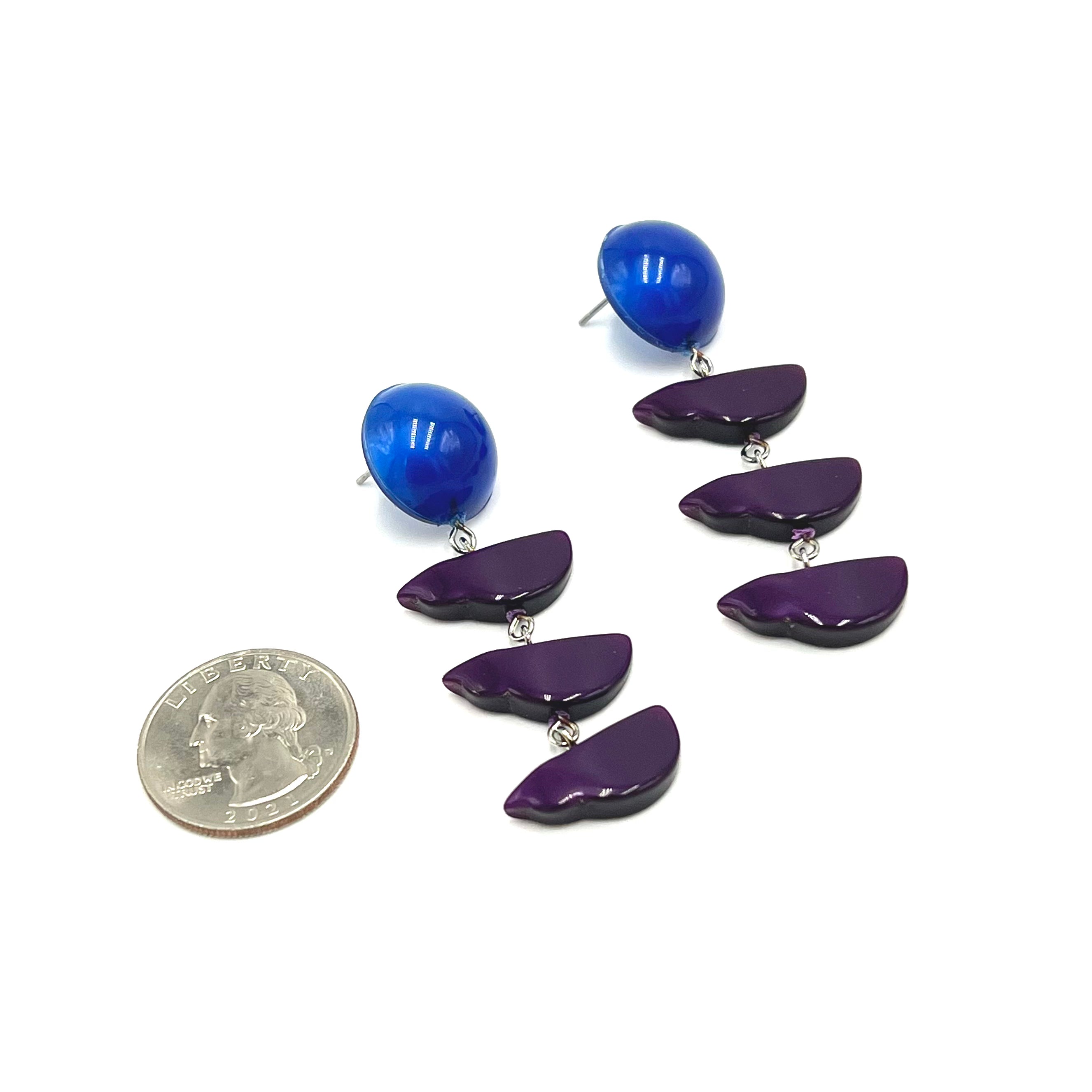 Deep Purple & Blue Cloud Moonglow Earrings