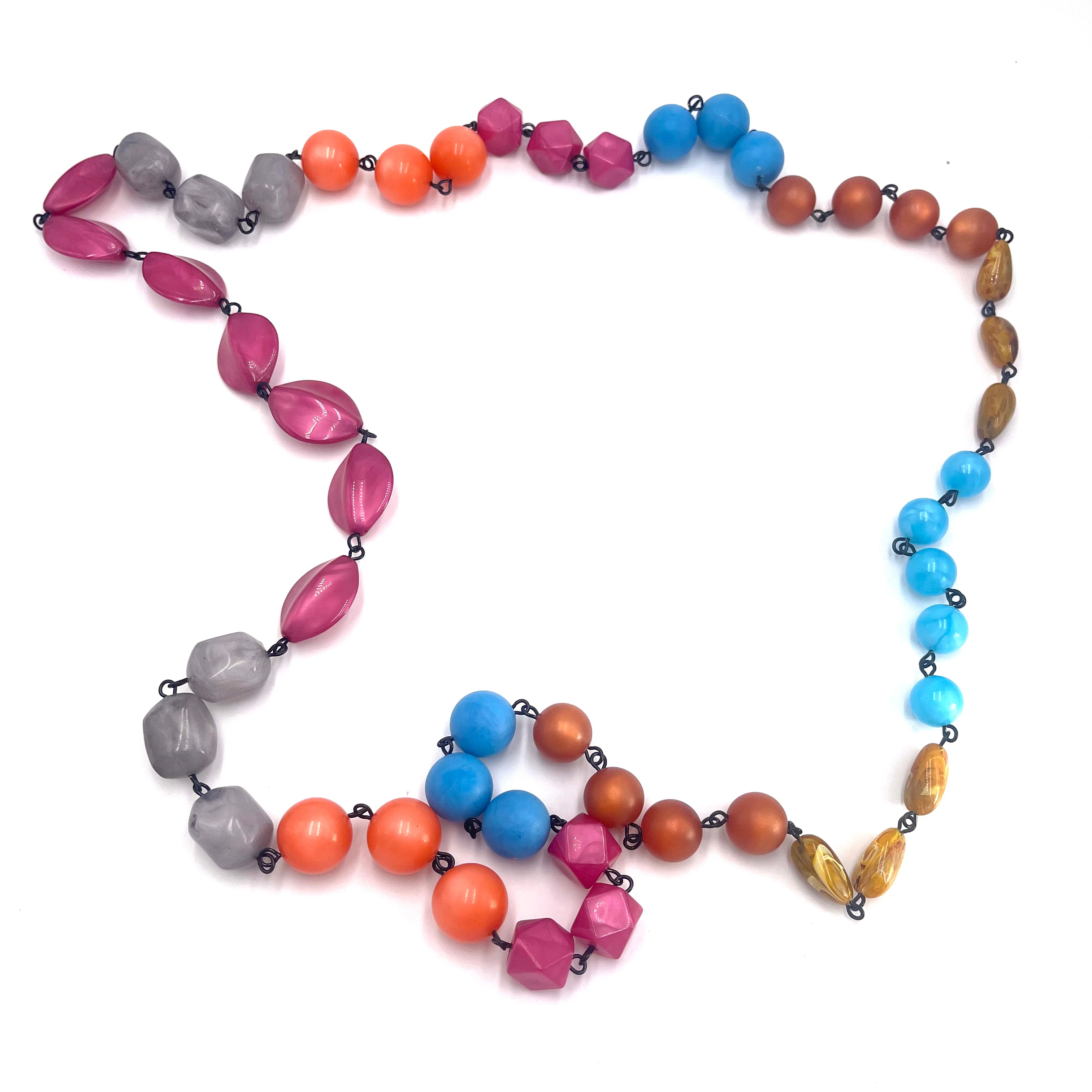 pink orange long necklace