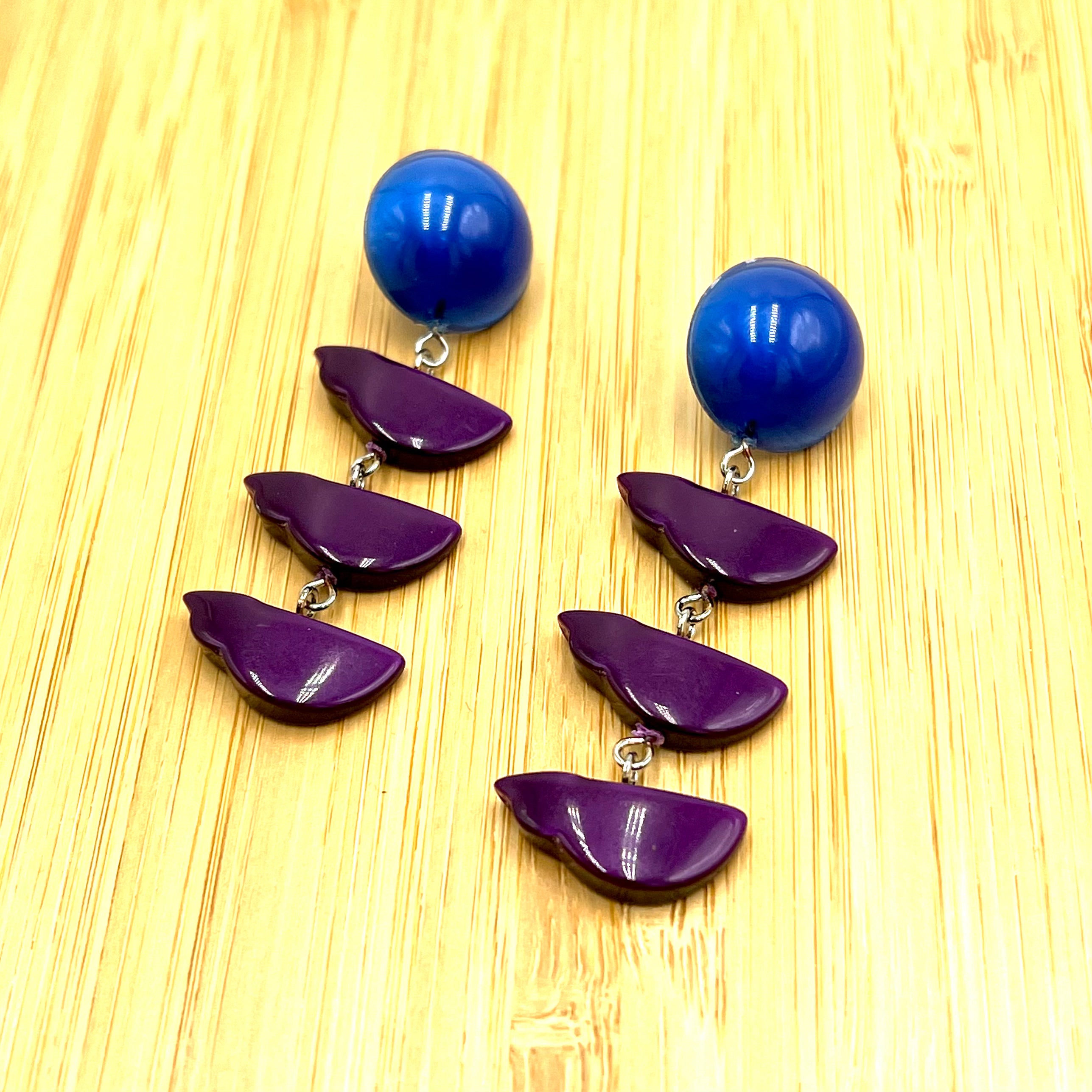 Deep Purple & Blue Cloud Moonglow Earrings