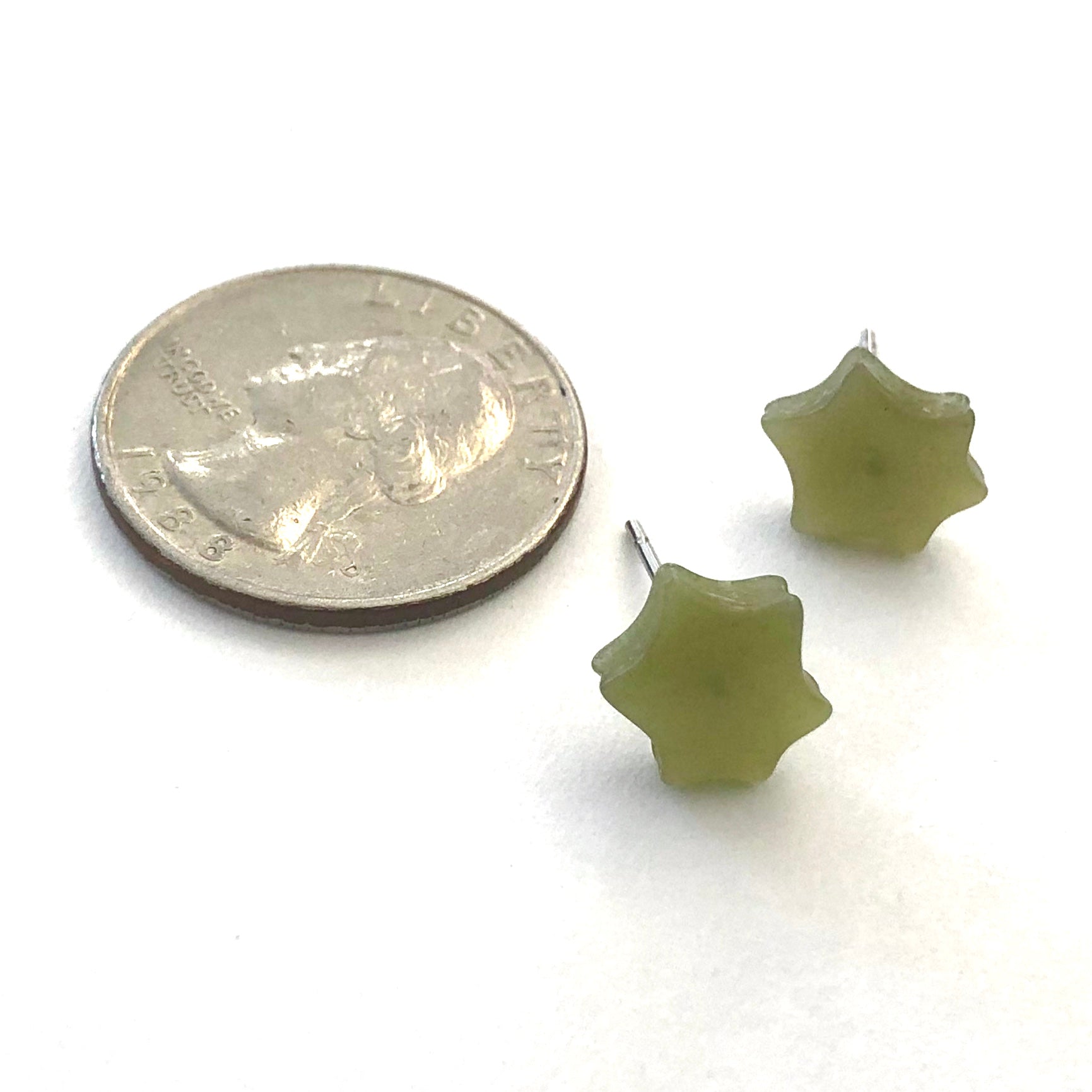 Sage Green Moonglow Mini Star Vintage Stud Earrings