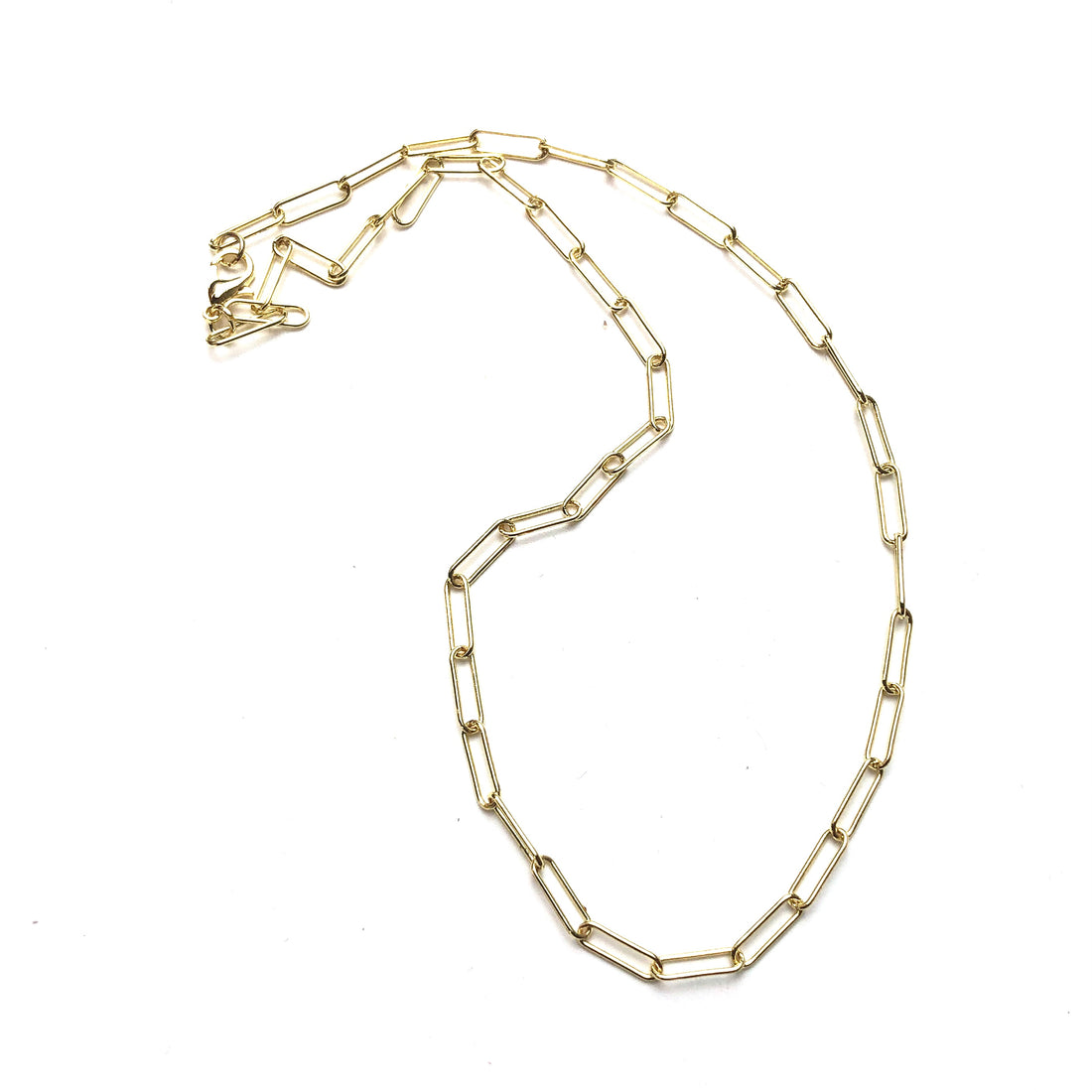 Paperclip Chain Layering Necklace - Shortie Frosted Gold