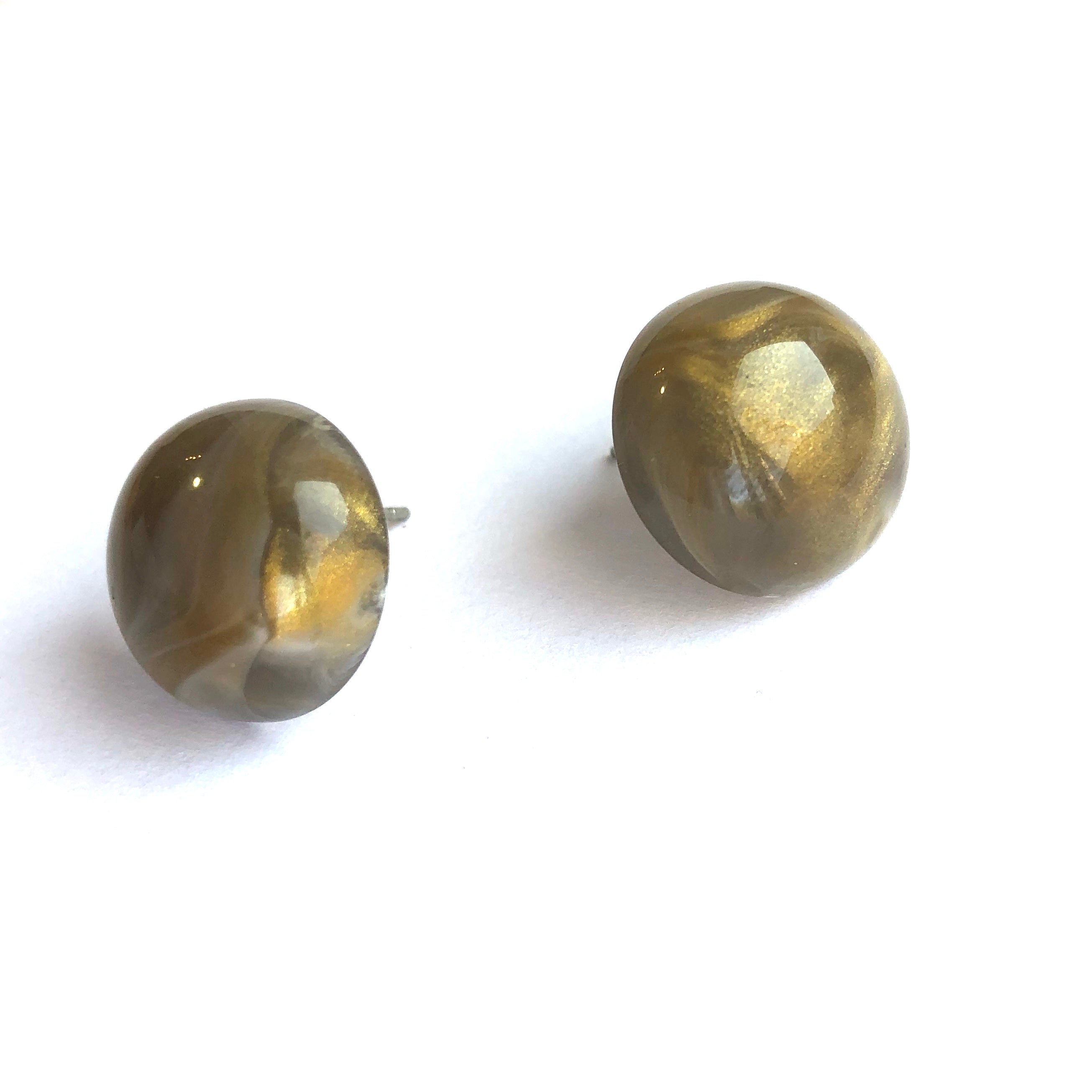 grey button earrings