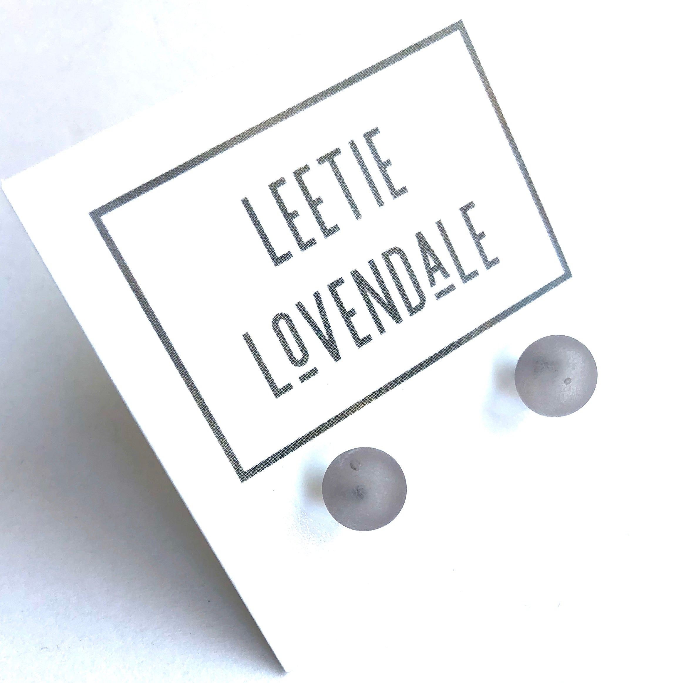 Grey Frosted Lucite Mini Ball Stud Earrings