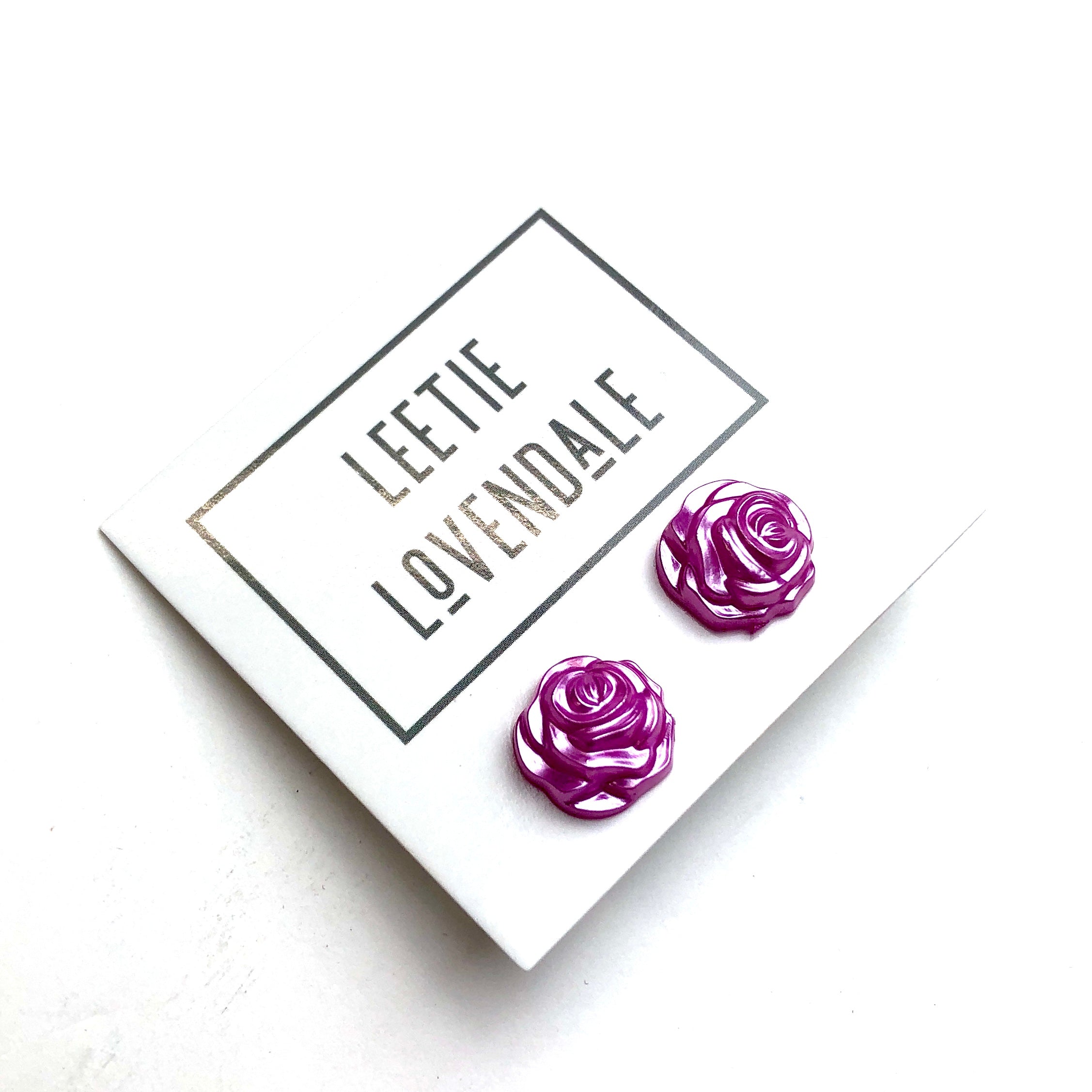 pink rose studs