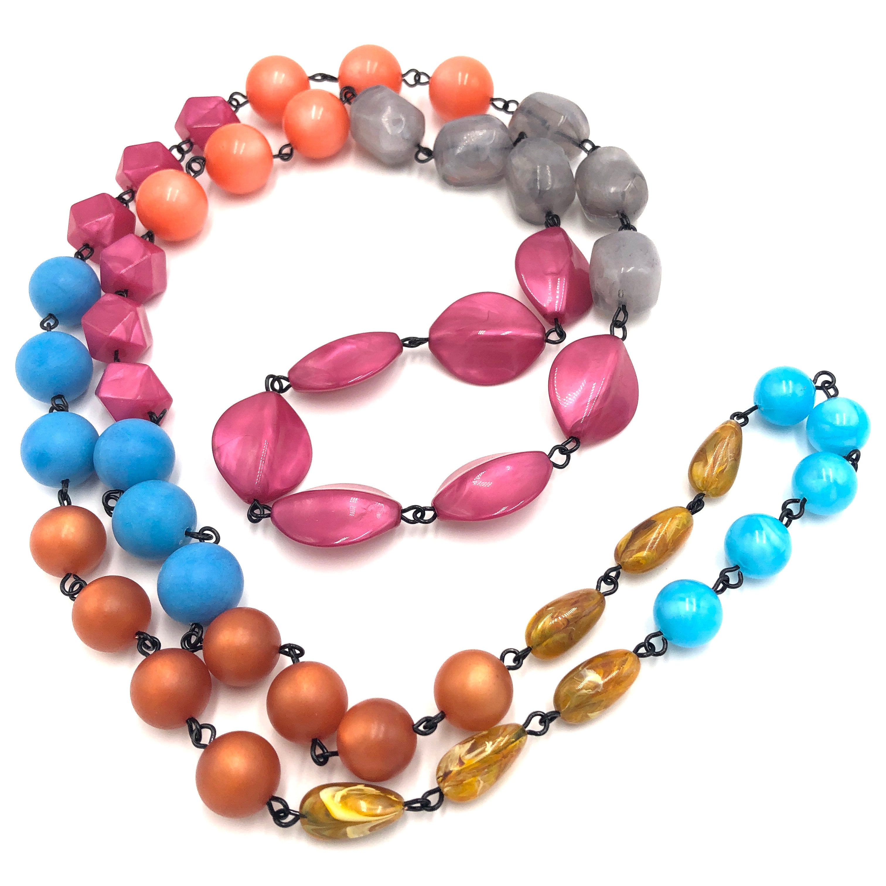 rope necklace beaded bright colors