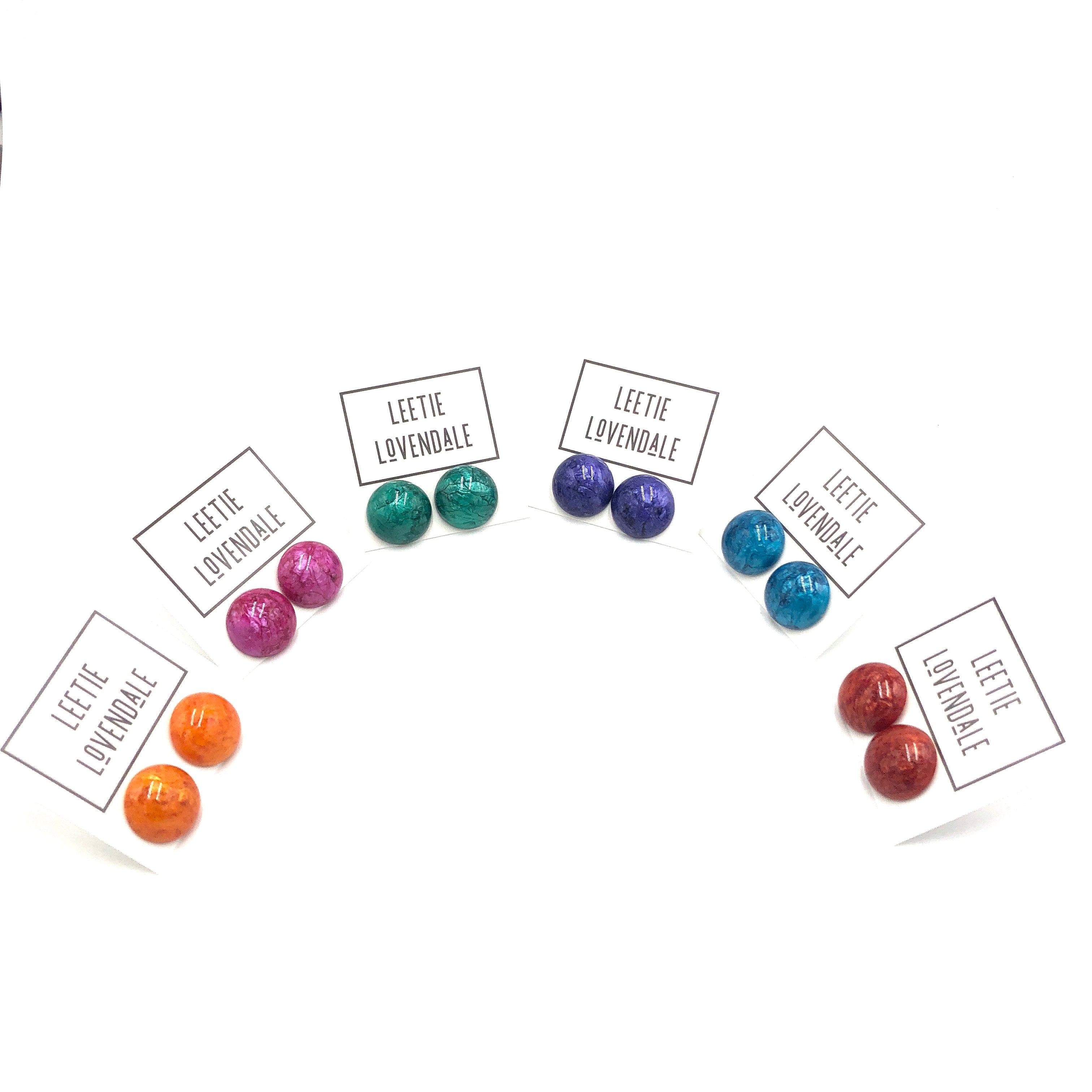 Fuchsia Capiz Lucite Stud Earrings