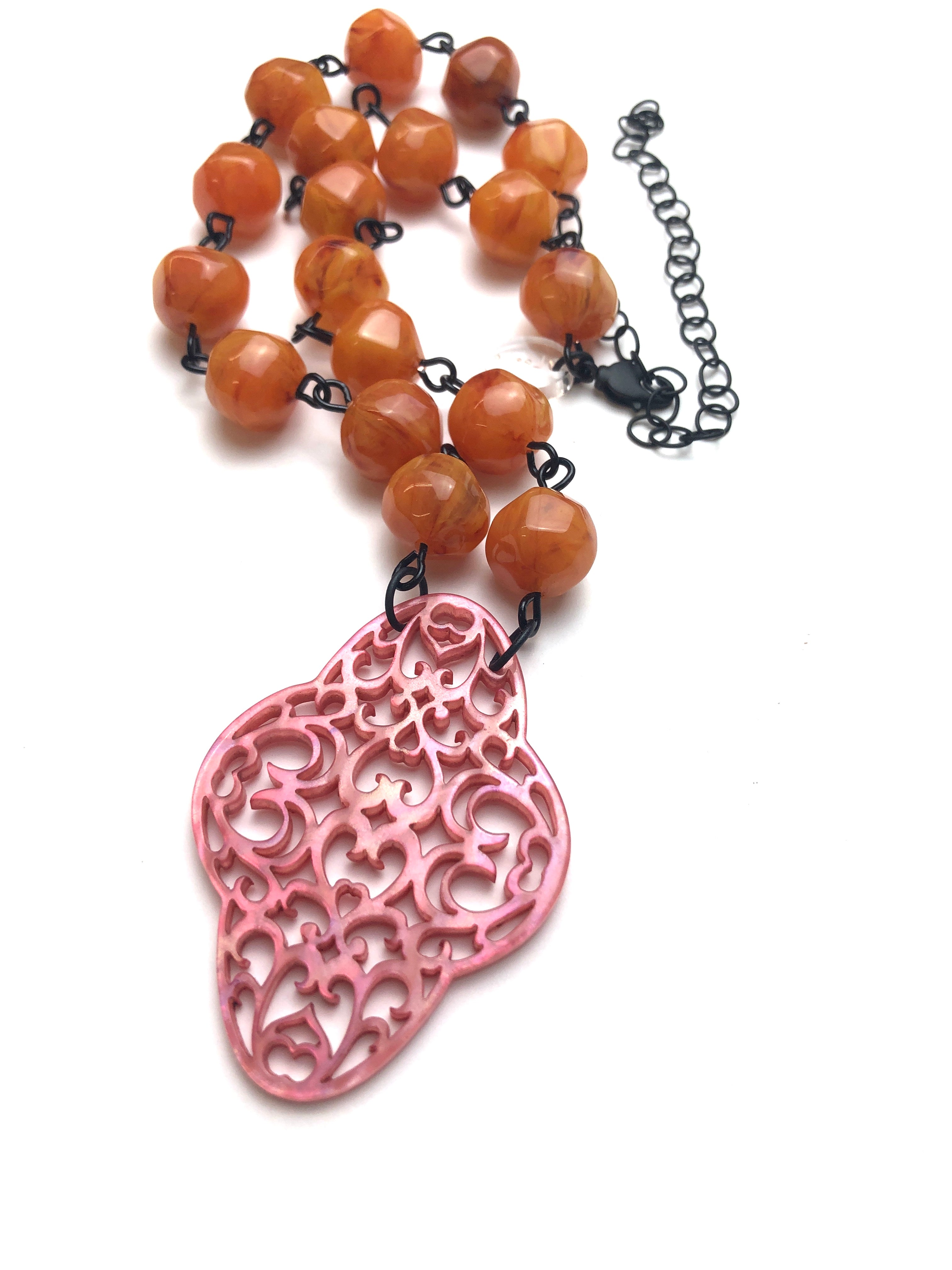 yellow and pink necklace