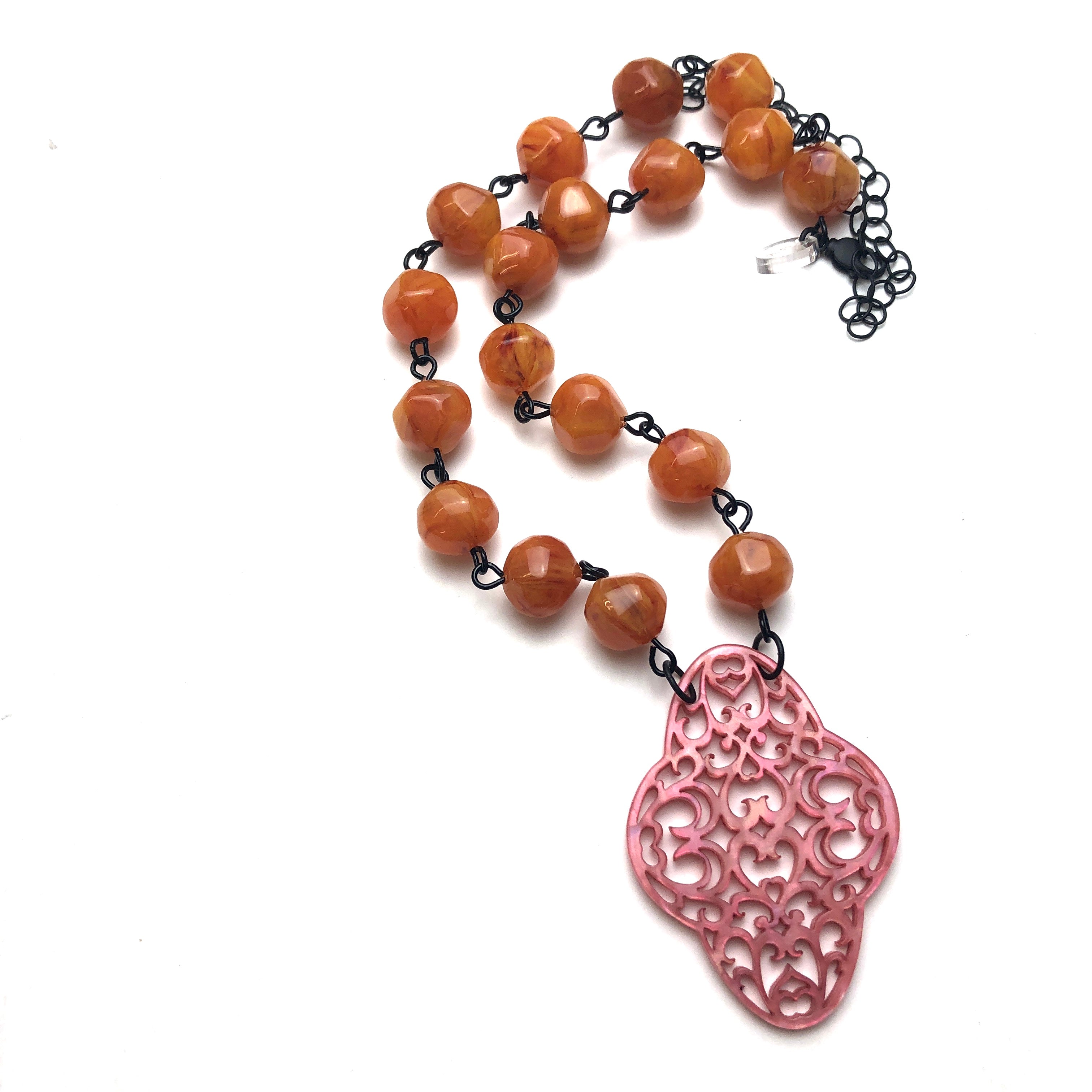 honey amber lucite necklace