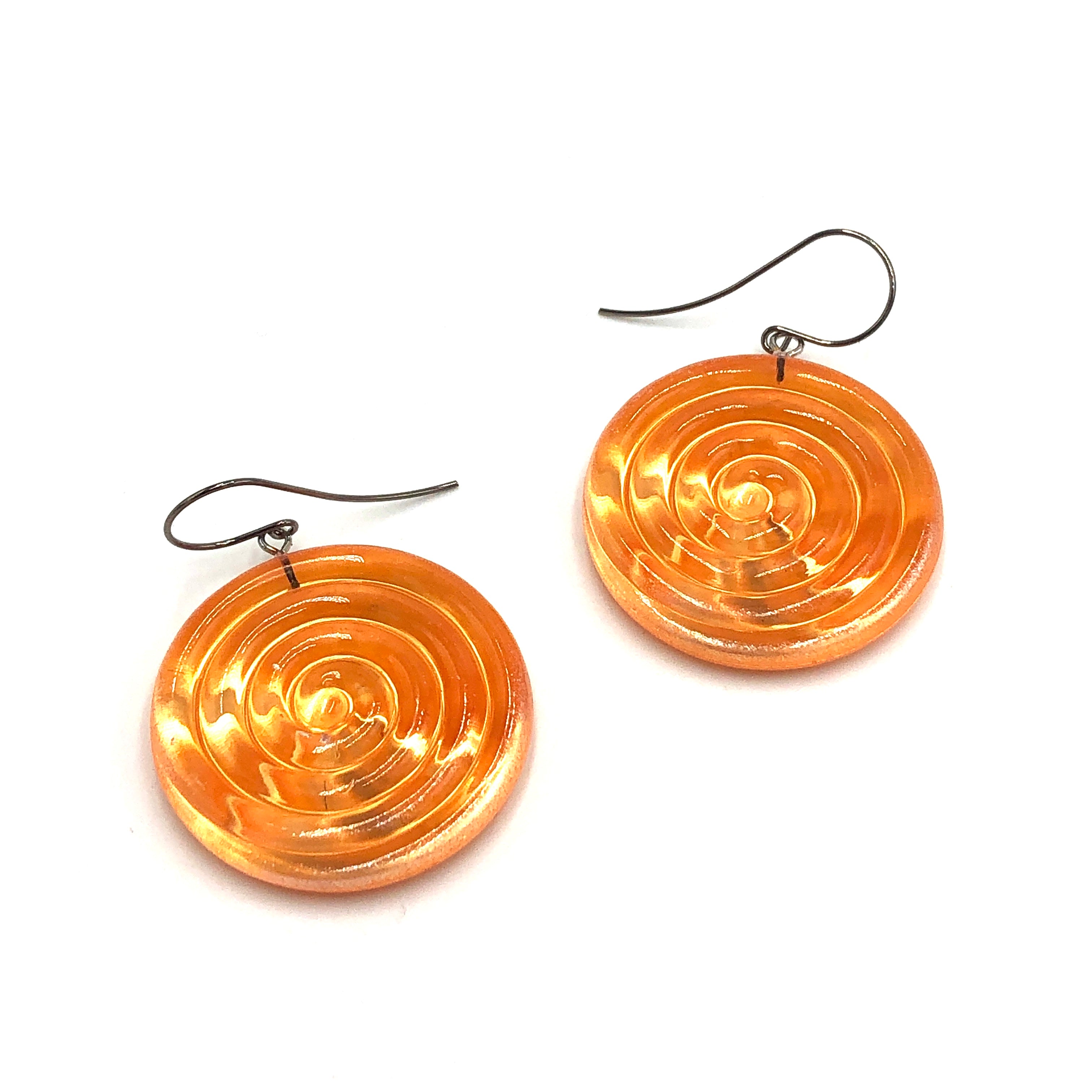 Orange & Glow Spiral Drop Earrings