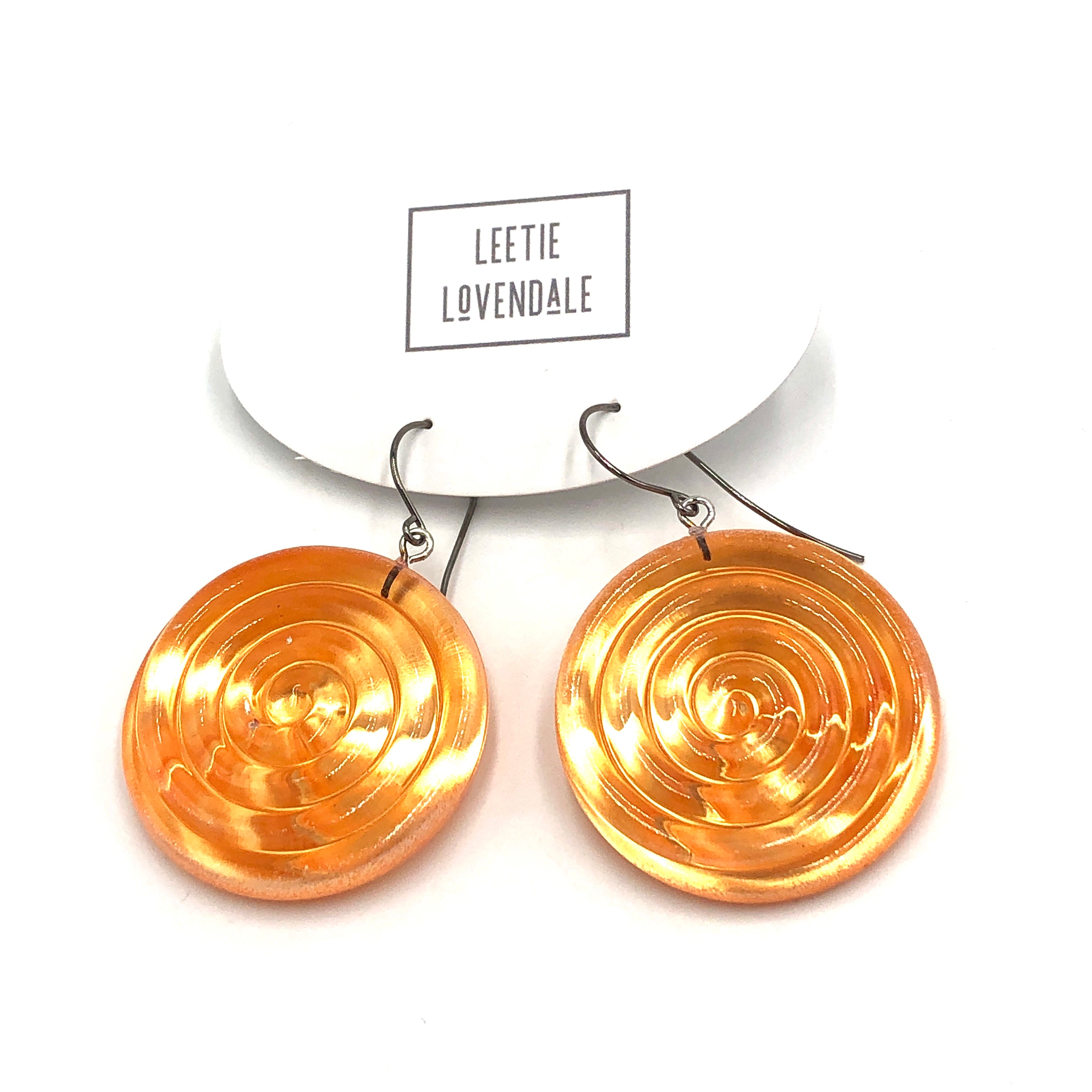 Orange & Glow Spiral Drop Earrings