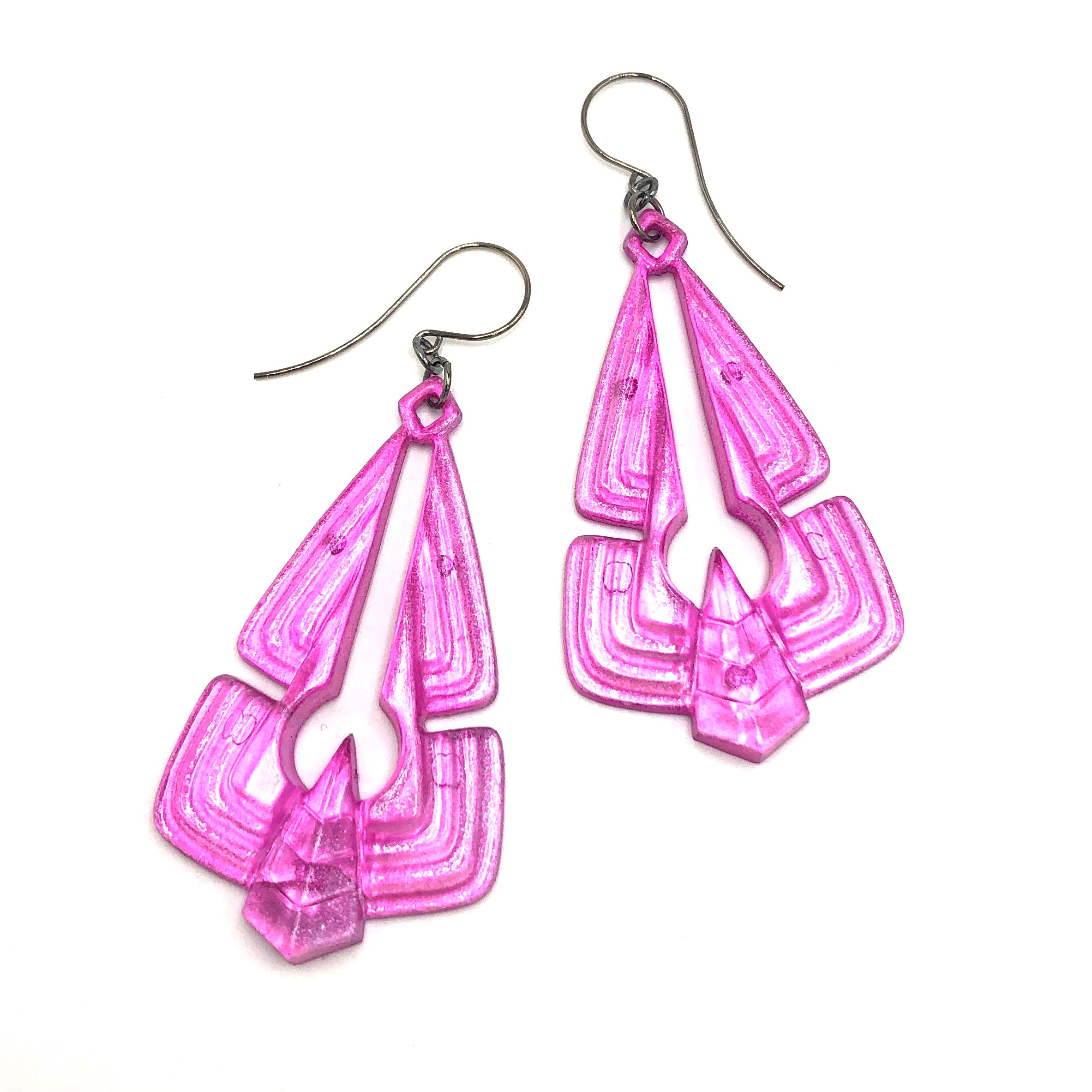 Hot Pink Glow Triad Earrings