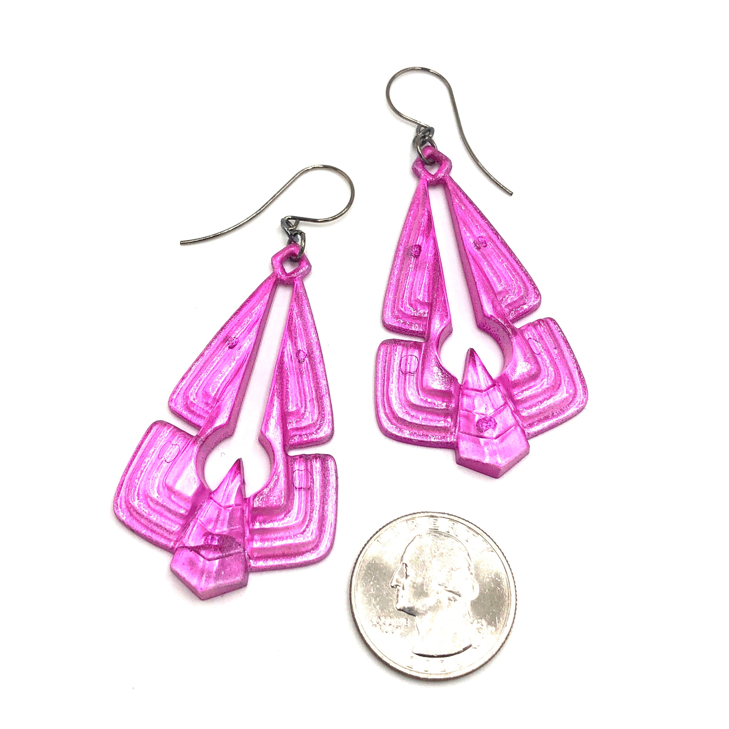 Hot Pink Glow Triad Earrings