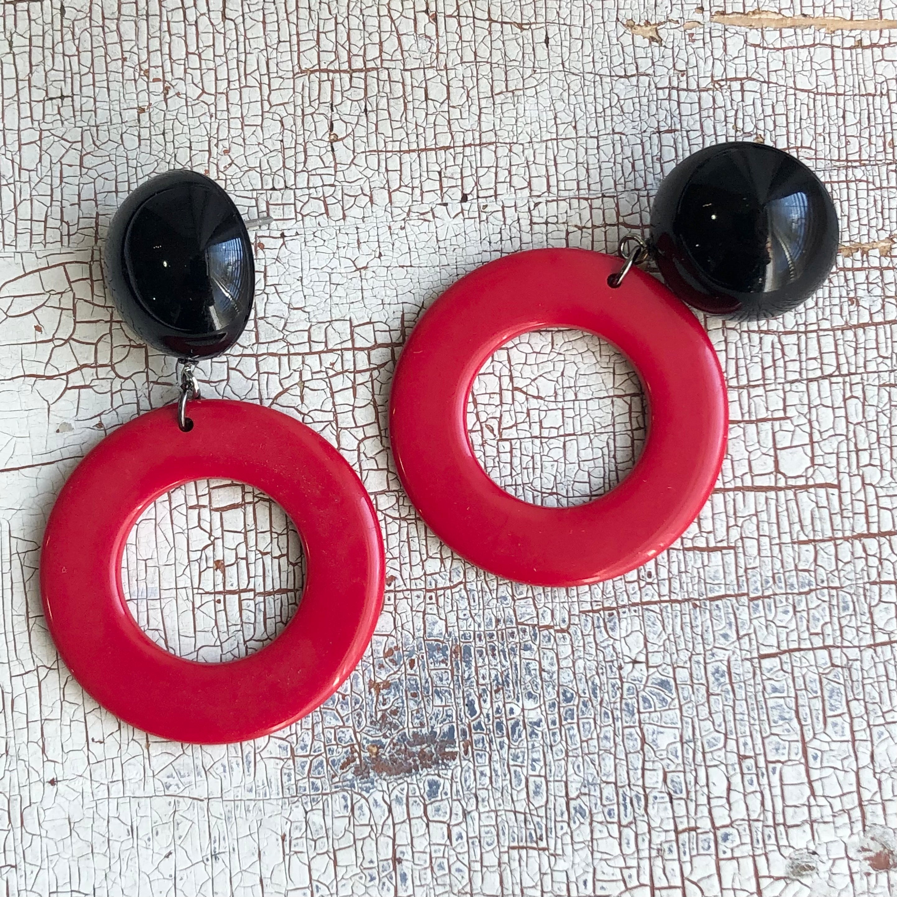 red black earrings