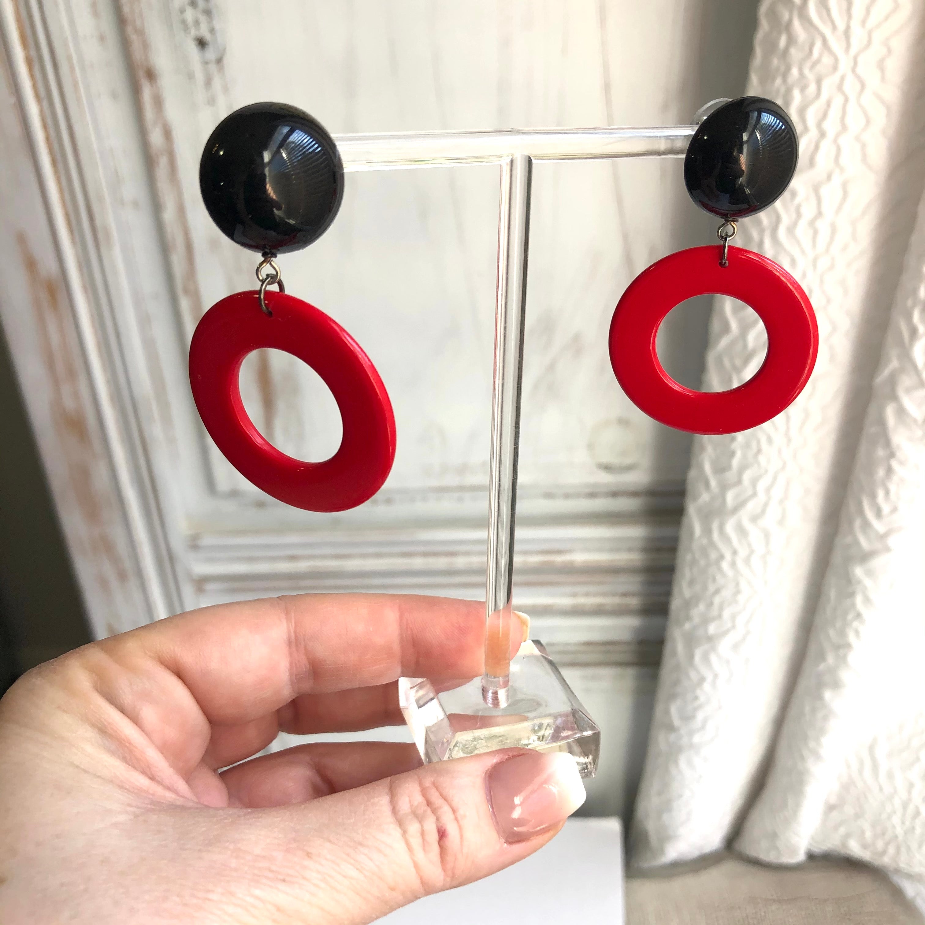 red black earrings