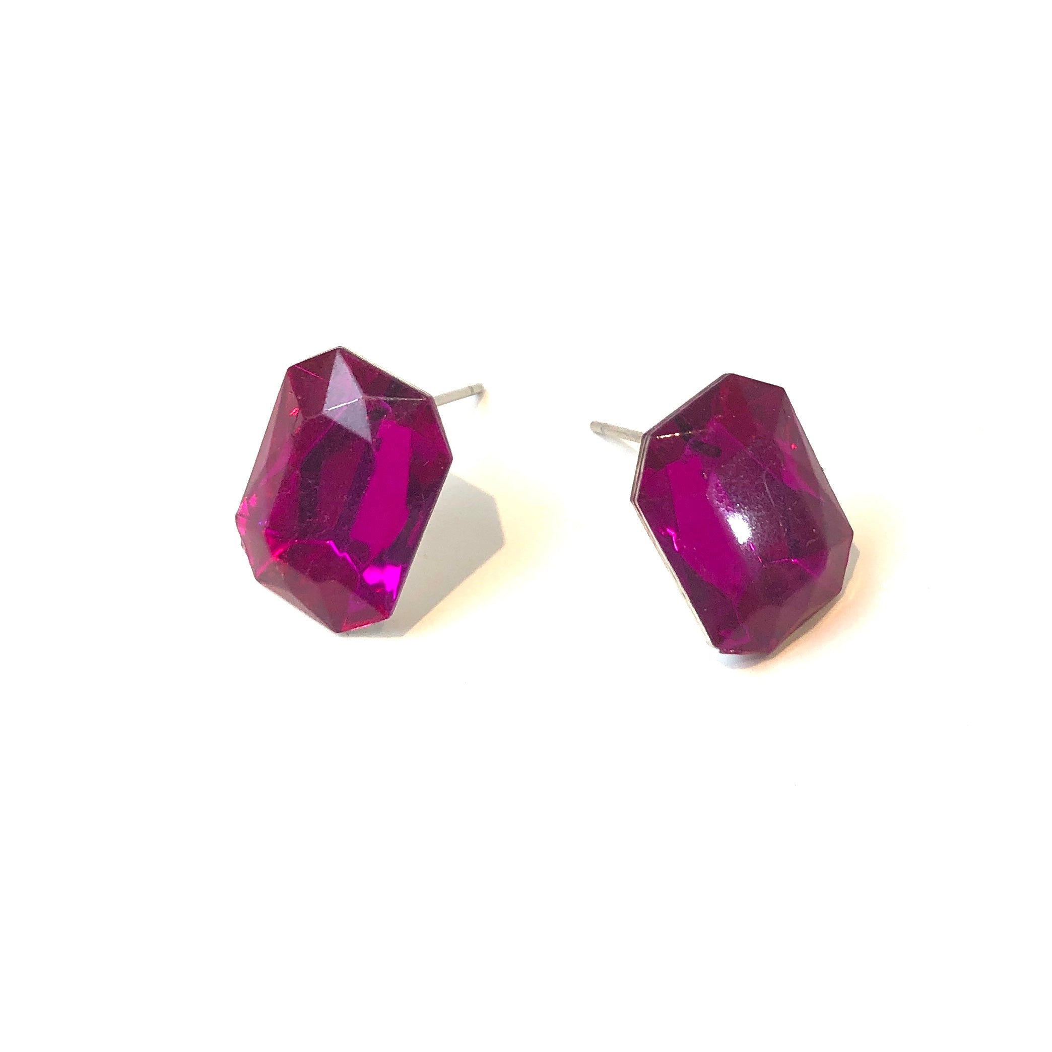 faceted fuchsia studs