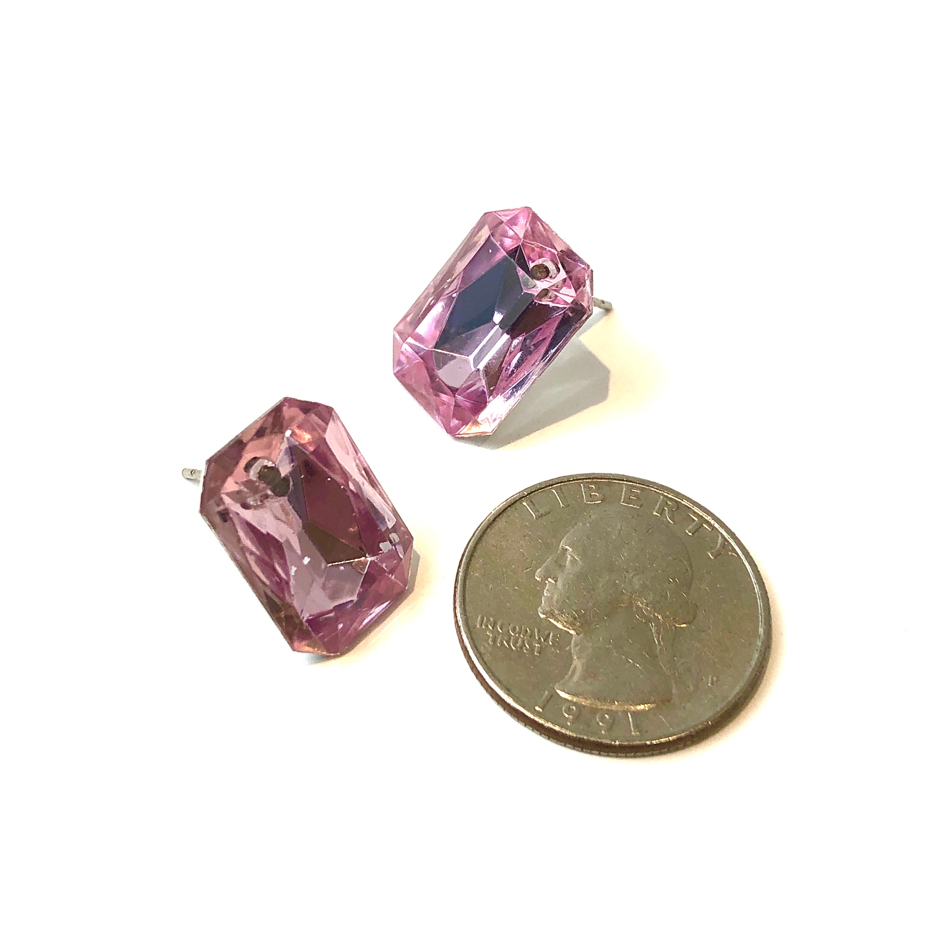 pink faceted studs