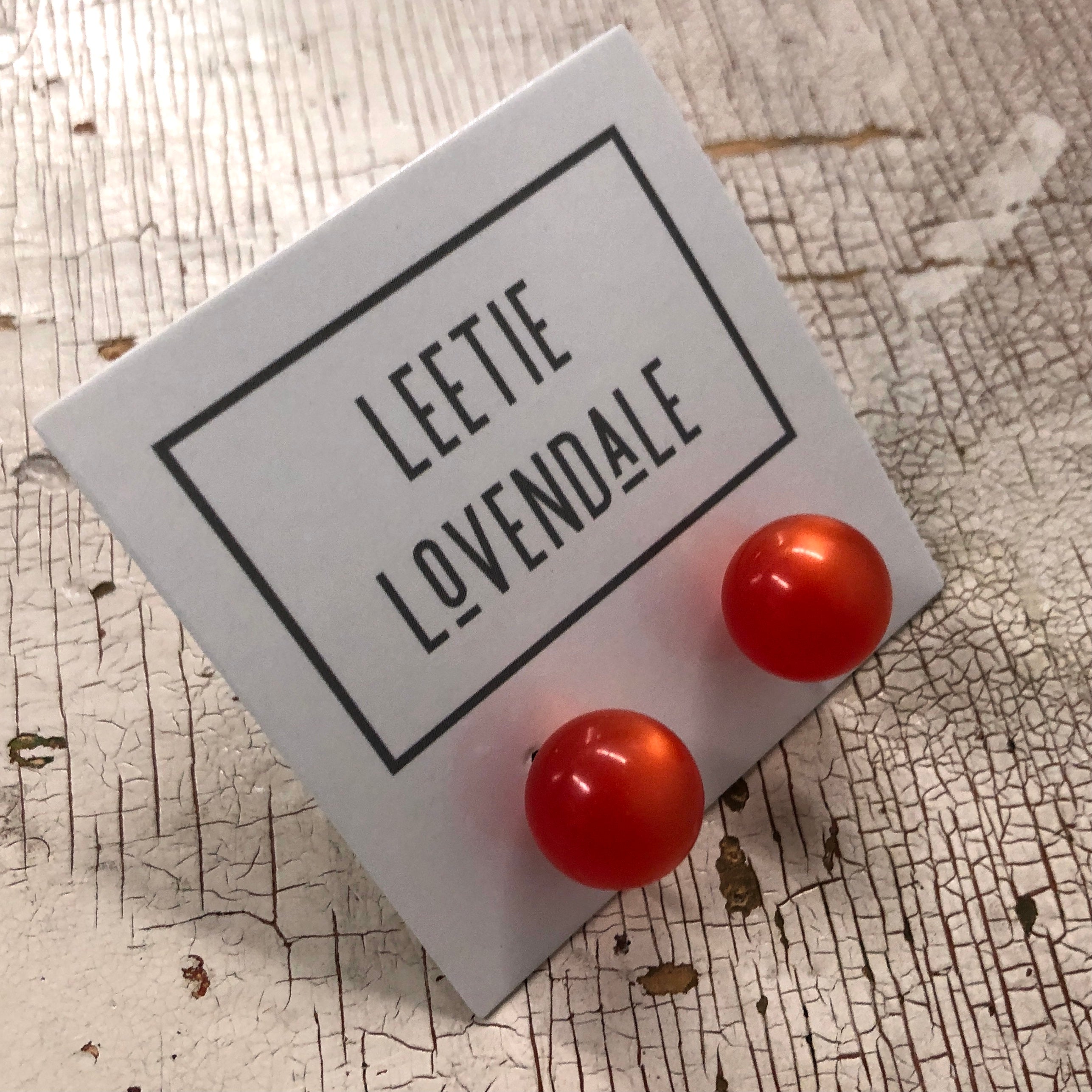 Flame Orange Moonglow Ball Stud Earrings