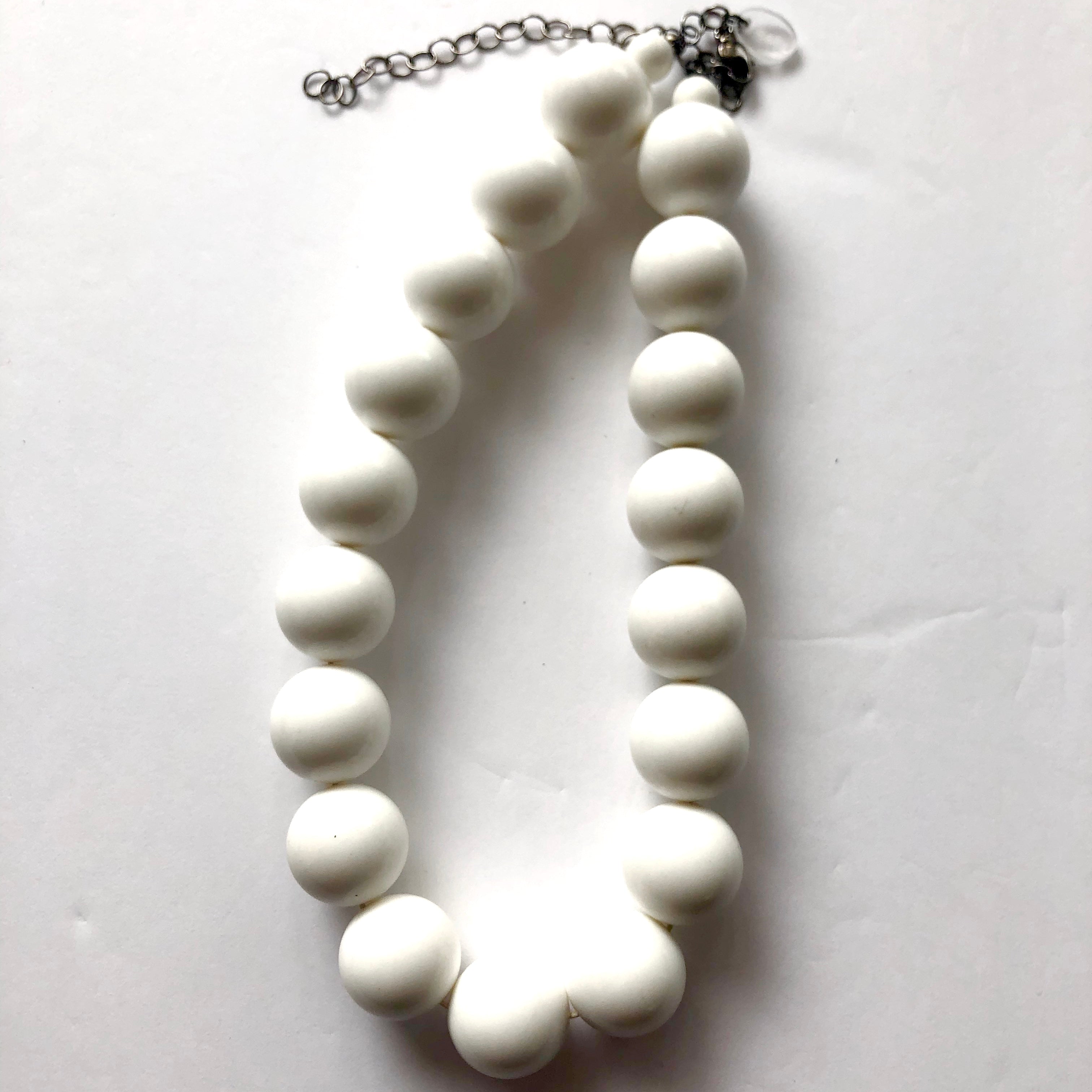 White Chunky Beaded Lucite Marco Necklace*