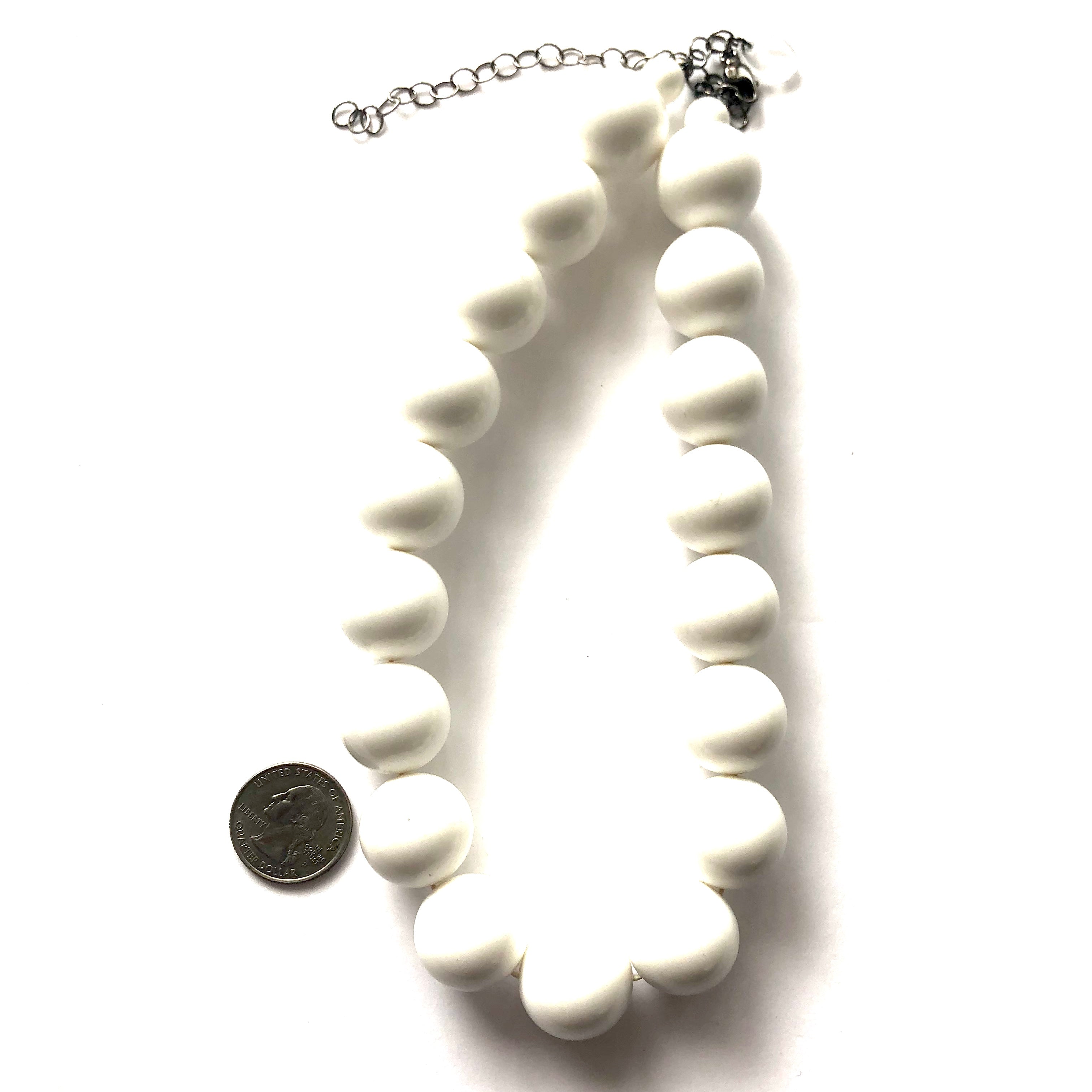White Chunky Beaded Lucite Marco Necklace*