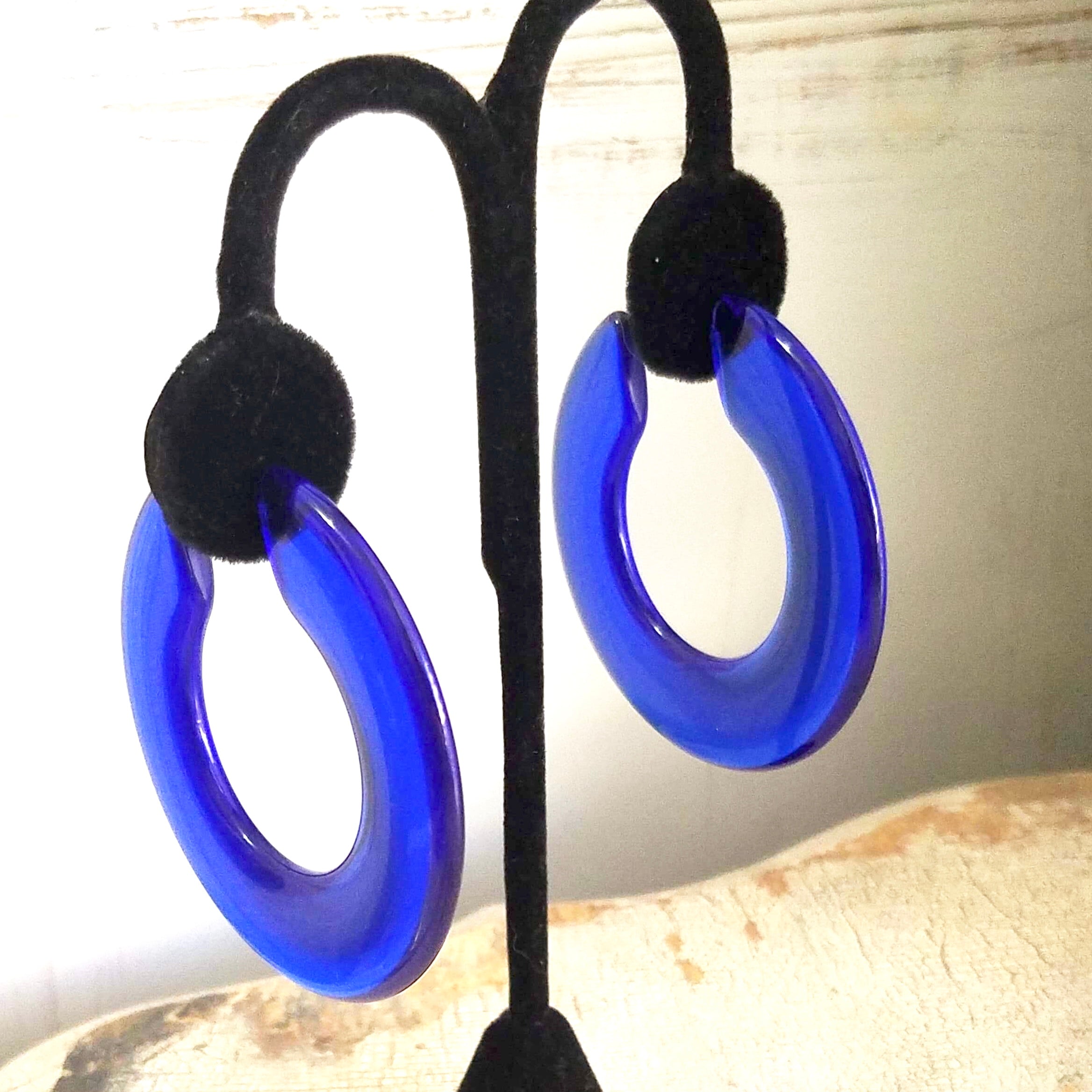 big blue earrings
