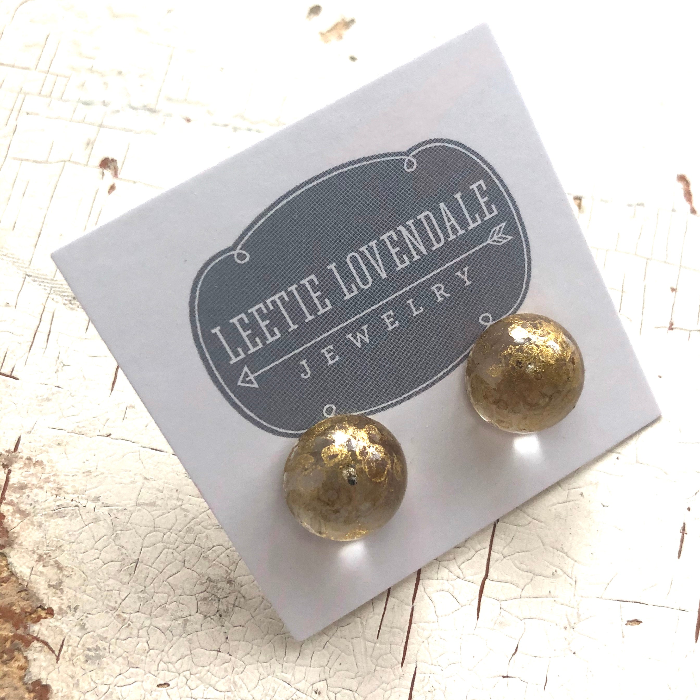 metallic gold stud earrings