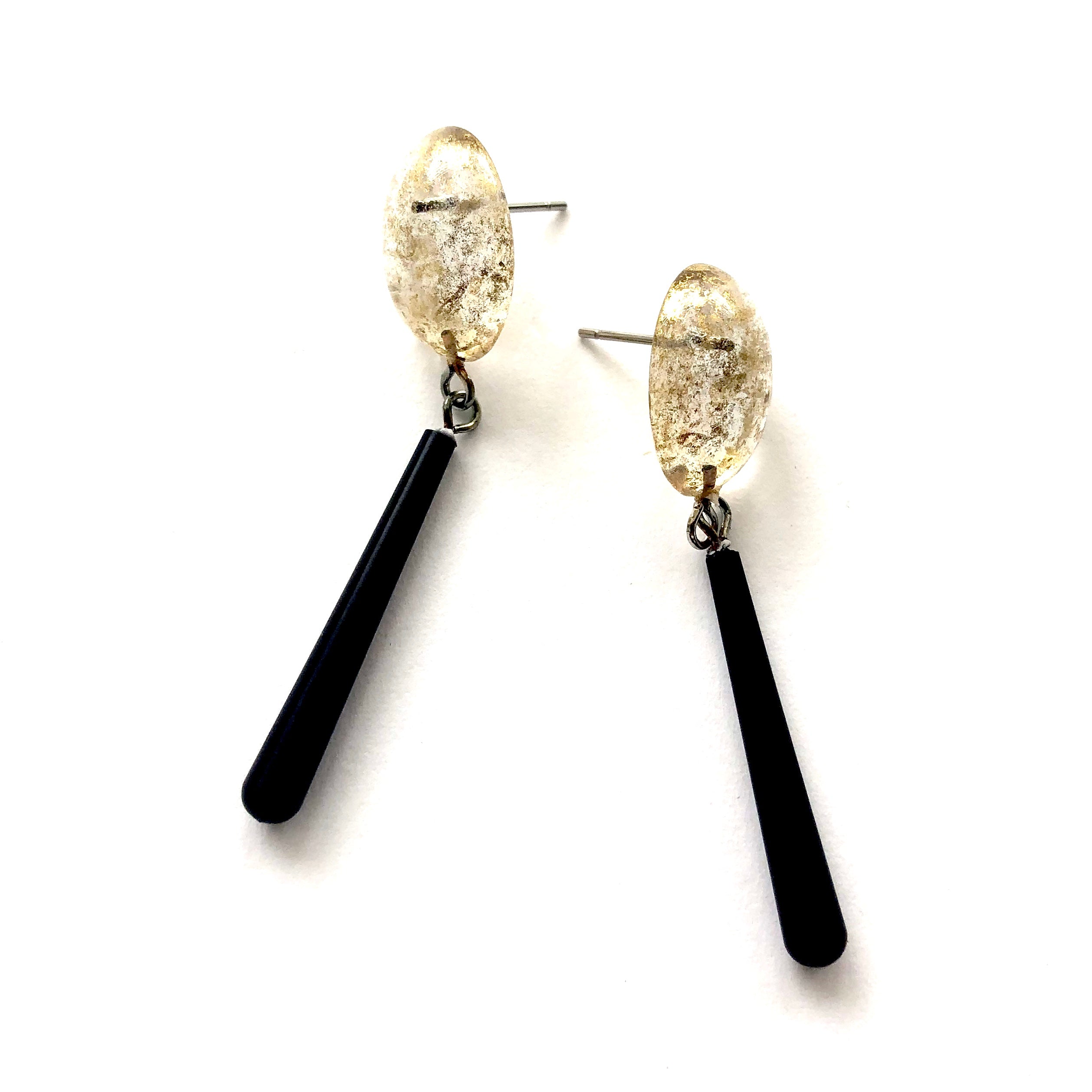 vintage gold black earrings